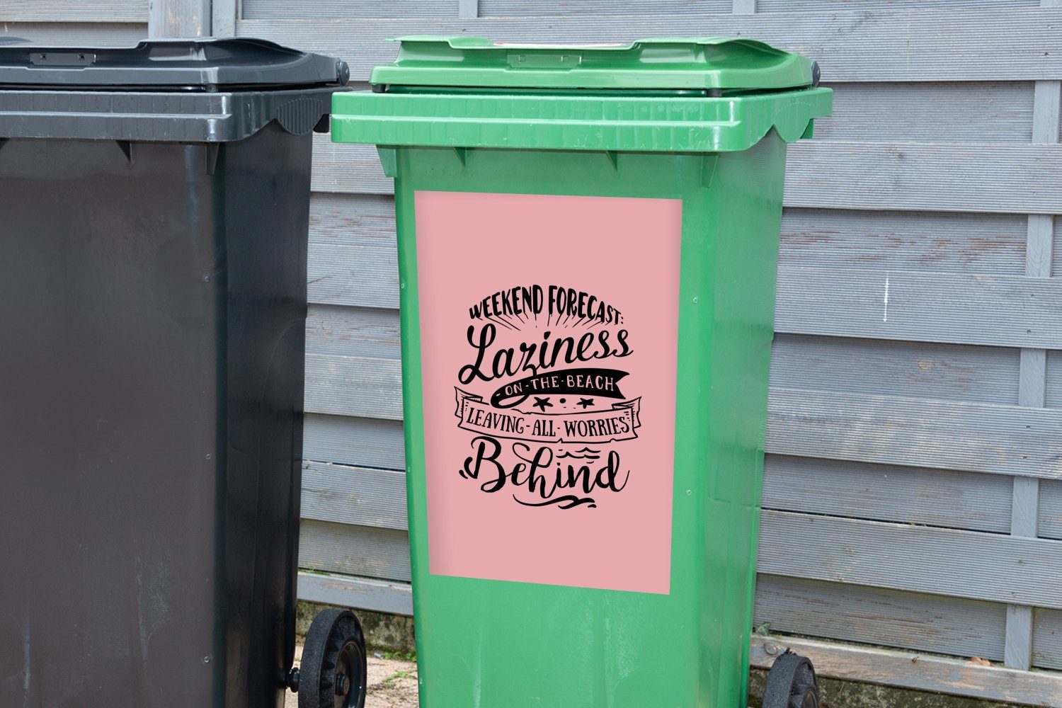 MuchoWow Sommer Sticker, Mülleimer-aufkleber, Wandsticker - Container, St), - Seestern Mülltonne, Abfalbehälter Sprichwörter - Rosa (1