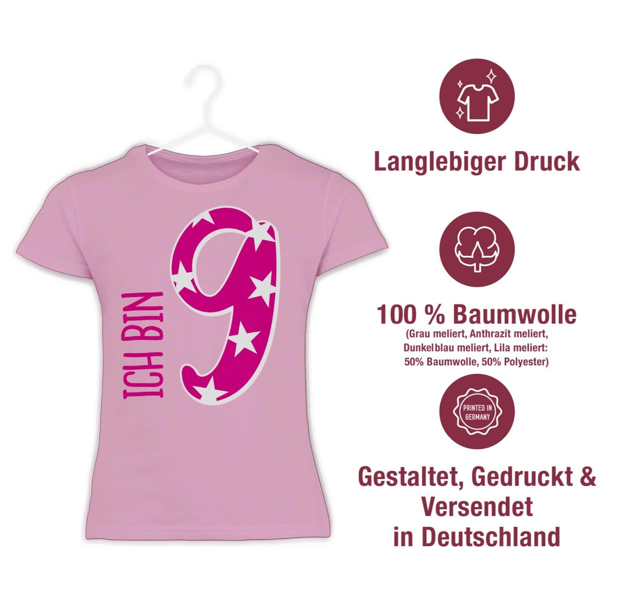 bin Geburtstag 9. Rosa Shirtracer T-Shirt neun Ich 2