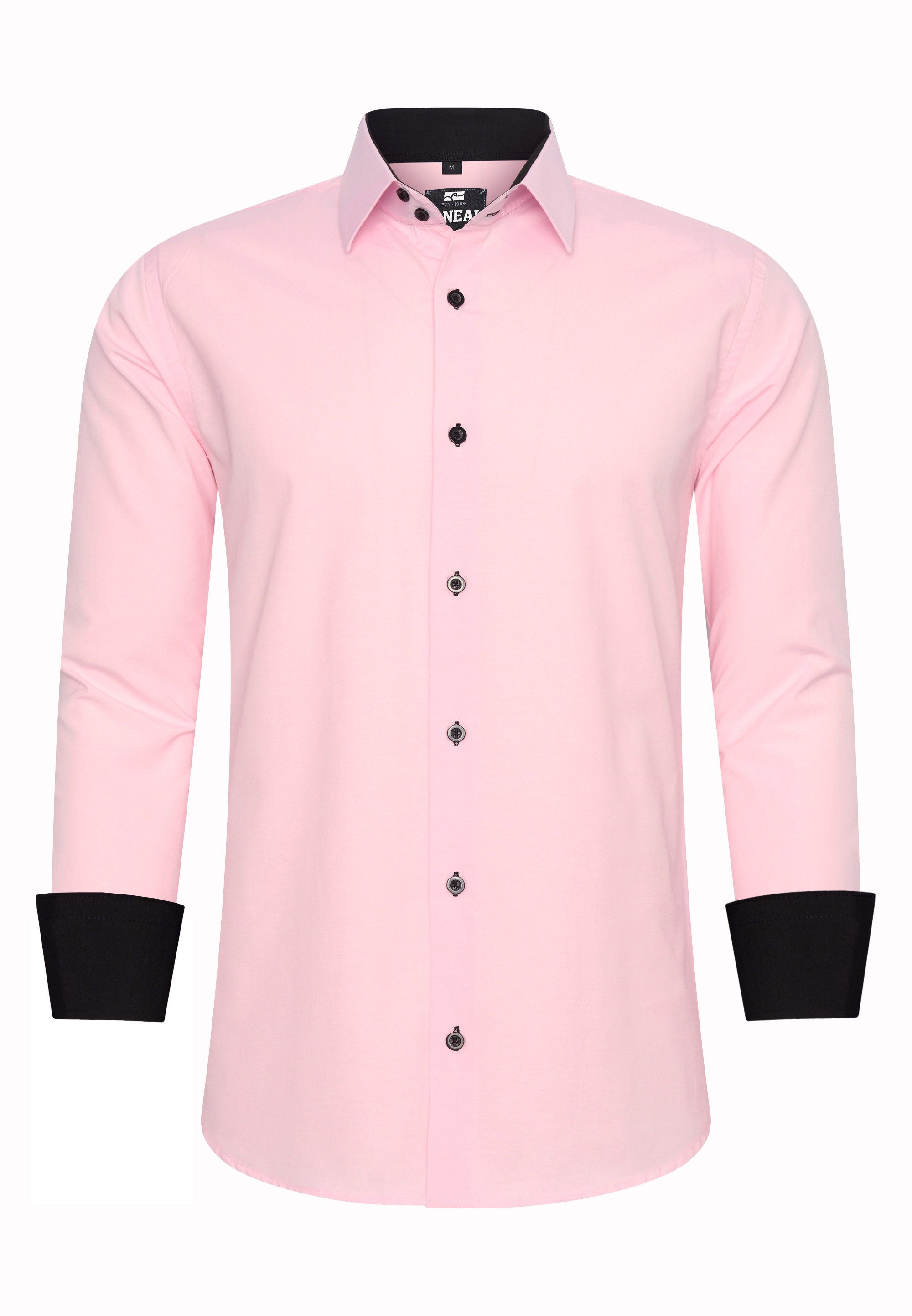 R-NEAL Businesshemd Herren Kontrast Hemd "R-NEAL" Hochzeit-Hemd Slim Fit Stretchhemd
