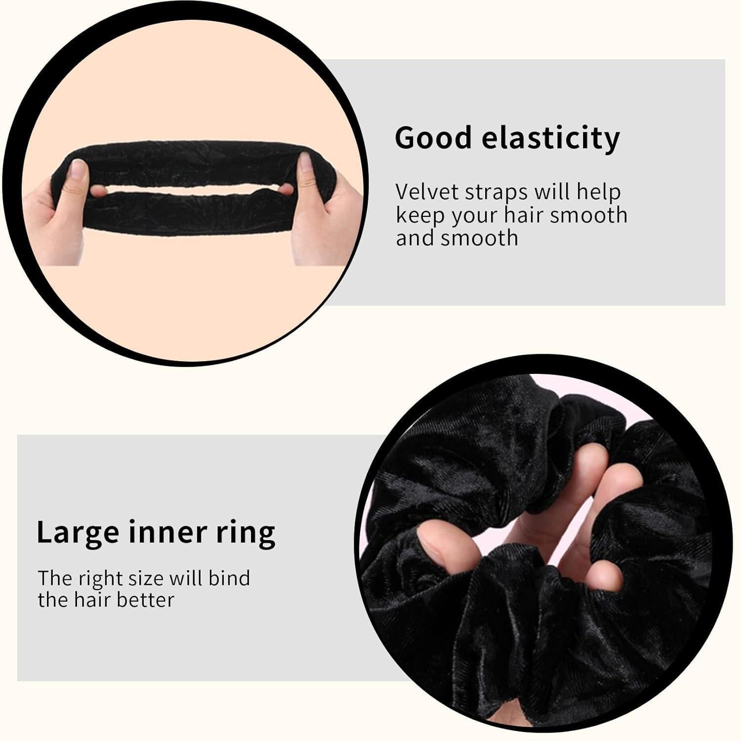 LuxusKollektion Haargummi 4er Set Schwarze Samt Haargummis für Damen und Mädchen