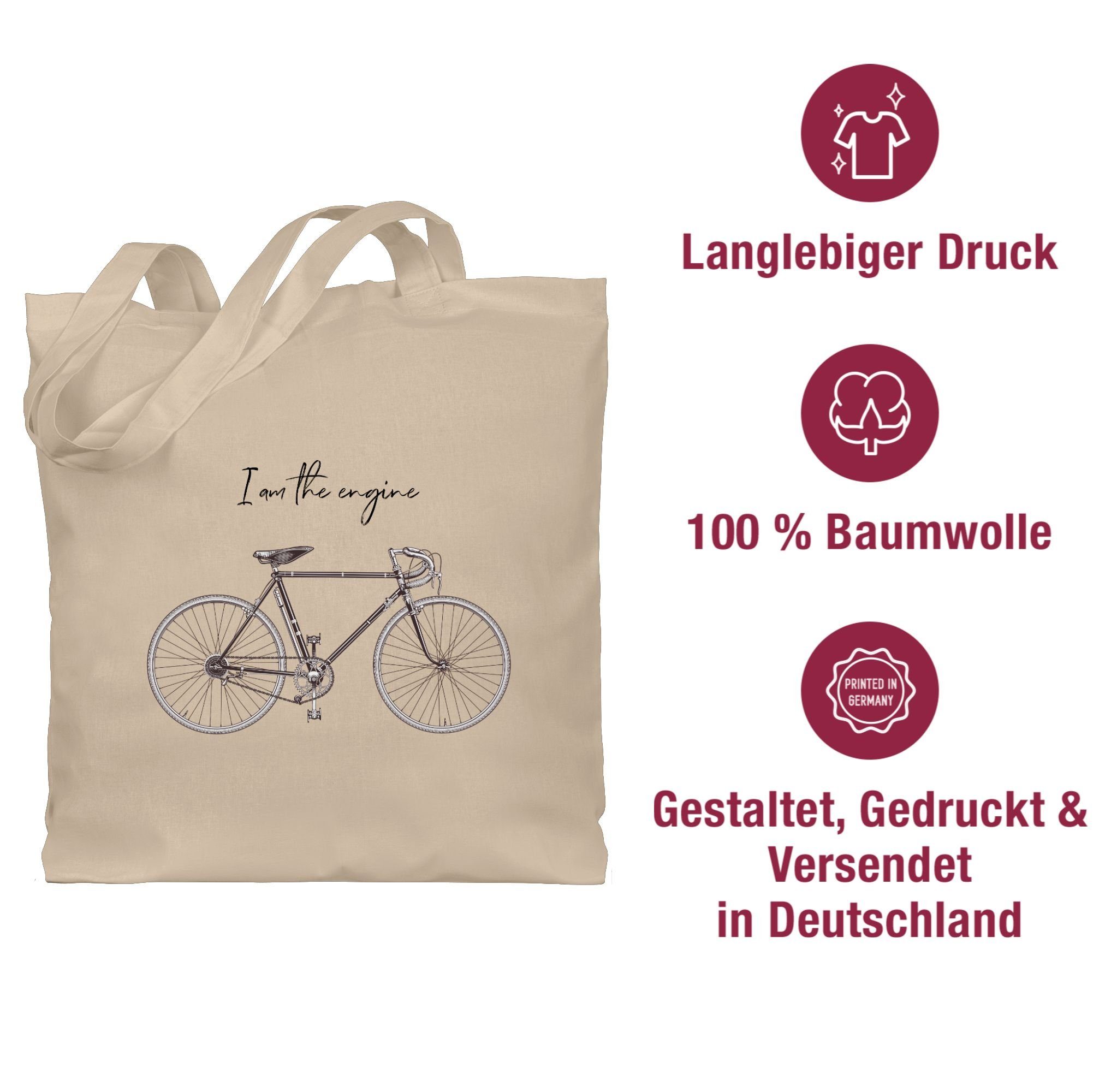 Shirtracer Umhängetasche I am engine, the Bekleidung Radsport 1 Fahrrad Naturweiß