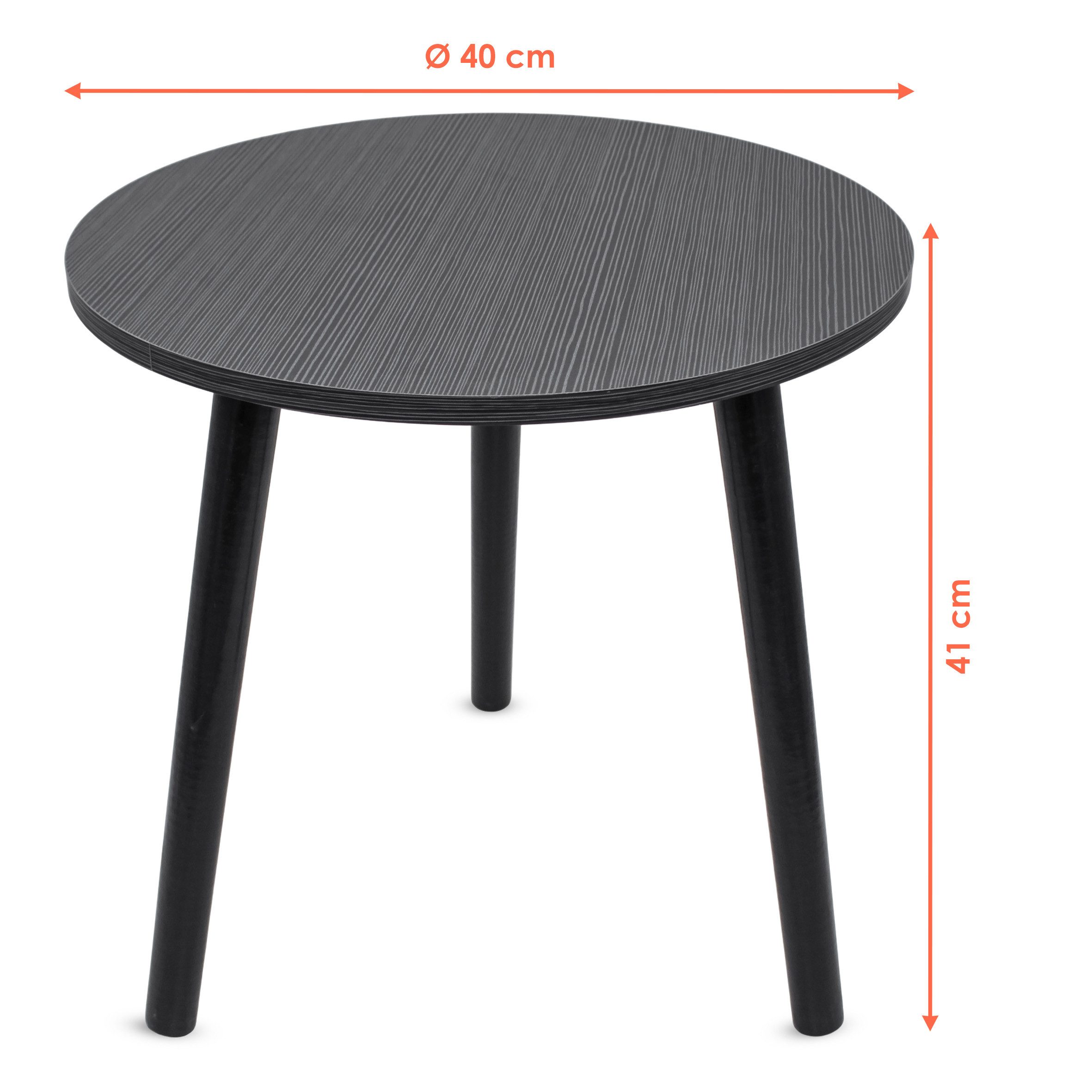 Spetebo Beistelltisch Holz Sofatisch schwarz rund - 41 x 40 cm im eleganten Design (Anzahl, 1-St., Stück), mit 3 Beinen