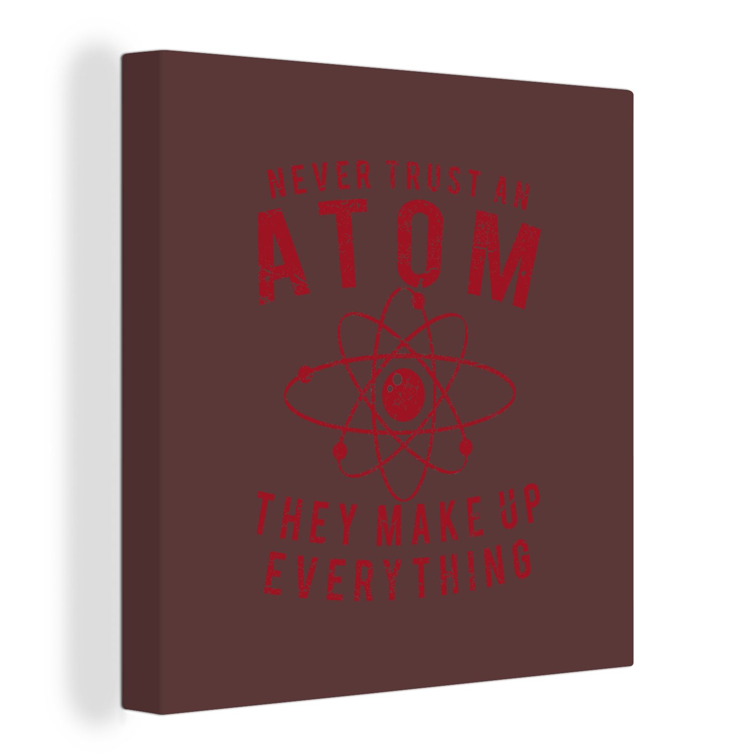 OneMillionCanvasses® Leinwandbild Atome - Vintage - Rot, (1 St), Leinwand Bilder für Wohnzimmer Schlafzimmer