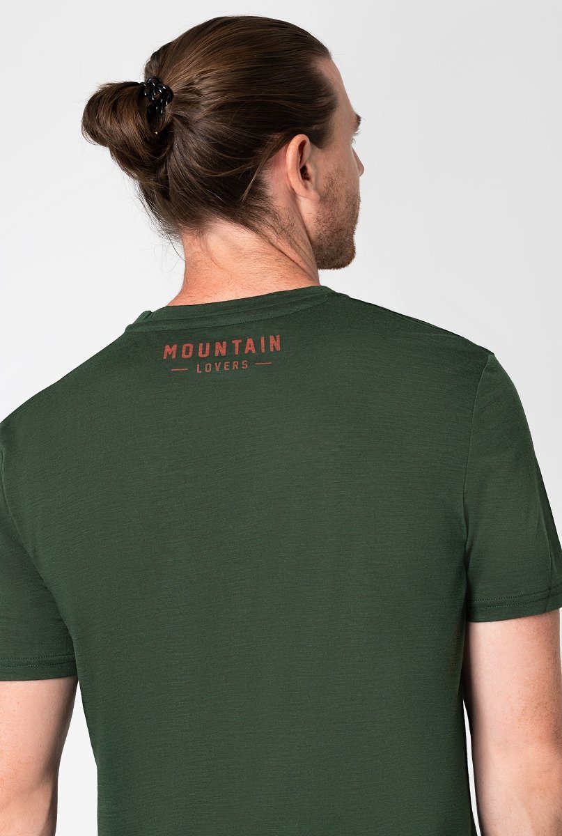 Forest/Feather Print-Shirt T-Shirt SUPER.NATURAL Merino-Materialmix M Grey/Aurora GEAR SKIING TEE Red Merino feinster Deep