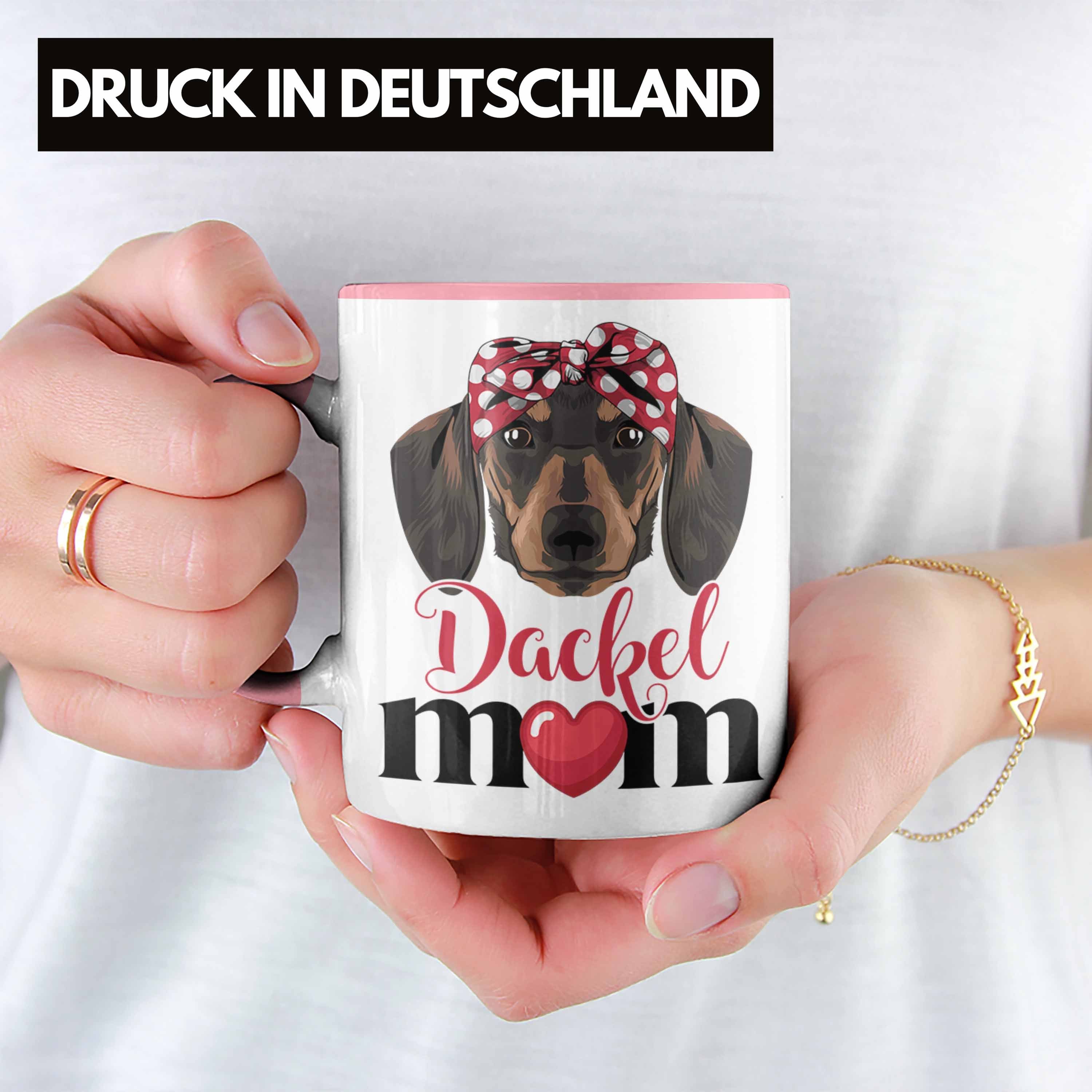 Geschenk Tasse für Mom Grafik Geschen Dackel Tasse Frauchen Rosa Dackel-Besiterin Trendation
