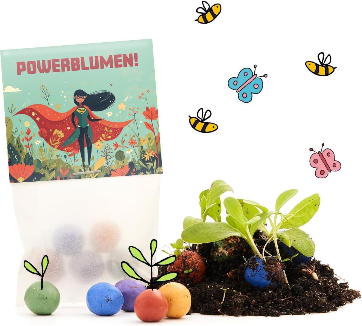 Die Stadtgärtner Lernspielzeug 10 x Blumenmurmeln, Geburtstag-Mitgebsel für verschiedene Anlässe, Эко-товар