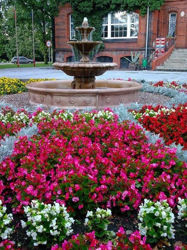 Thumbnail - Casa Padrino Gartenbrunnen Barock Springbrunnen Umrandung Braun Ø 265 x H. 40 cm - Runde Gartenbrunnen Umrandung - Brunn...