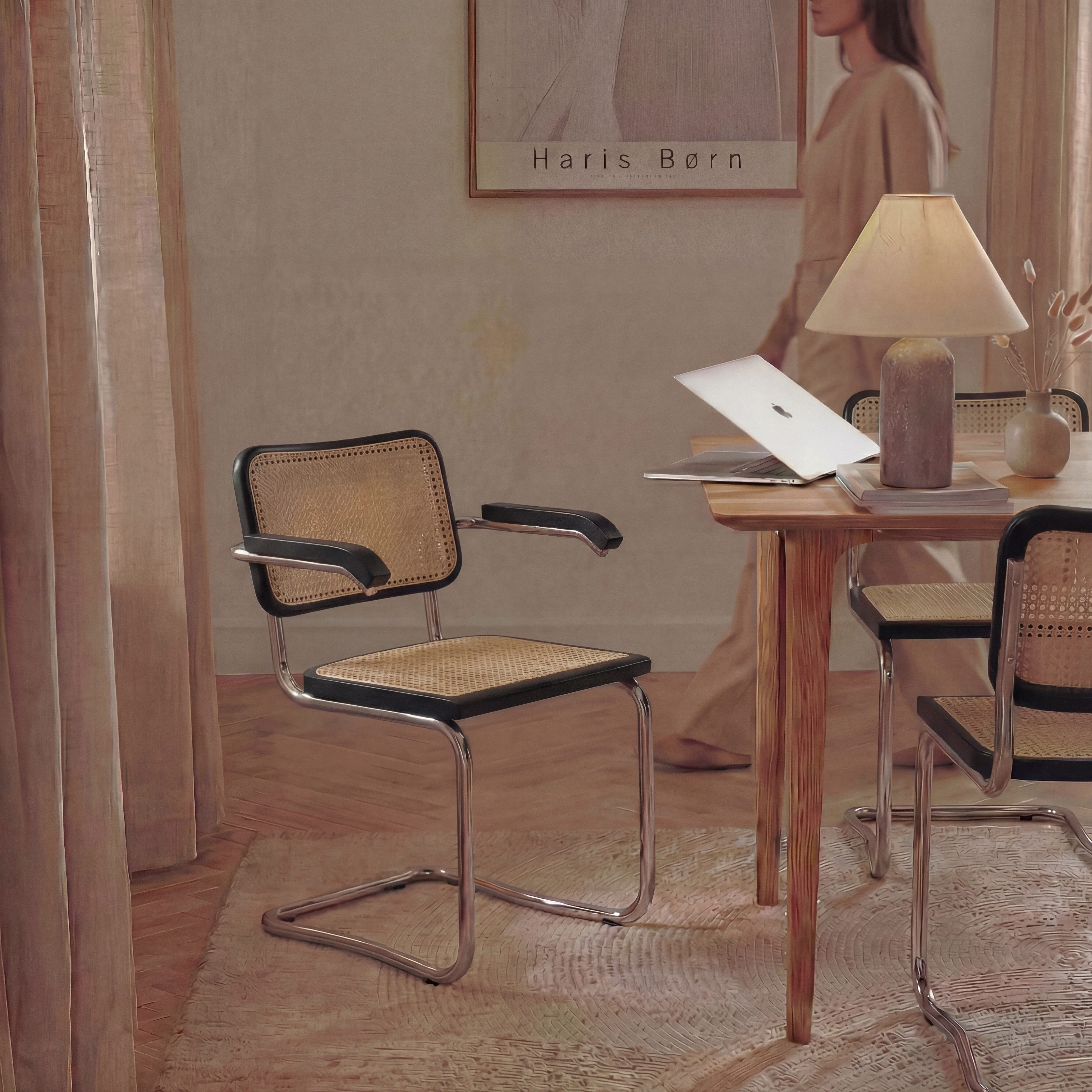 Haris Børn Freischwinger SKØR Design Freischwinger Wiener Geflecht - Handgefertigt in Italien (Set), Hochwertige Rattan Stühle - Freischwinger Stühle in Rattan Stuhl Optik