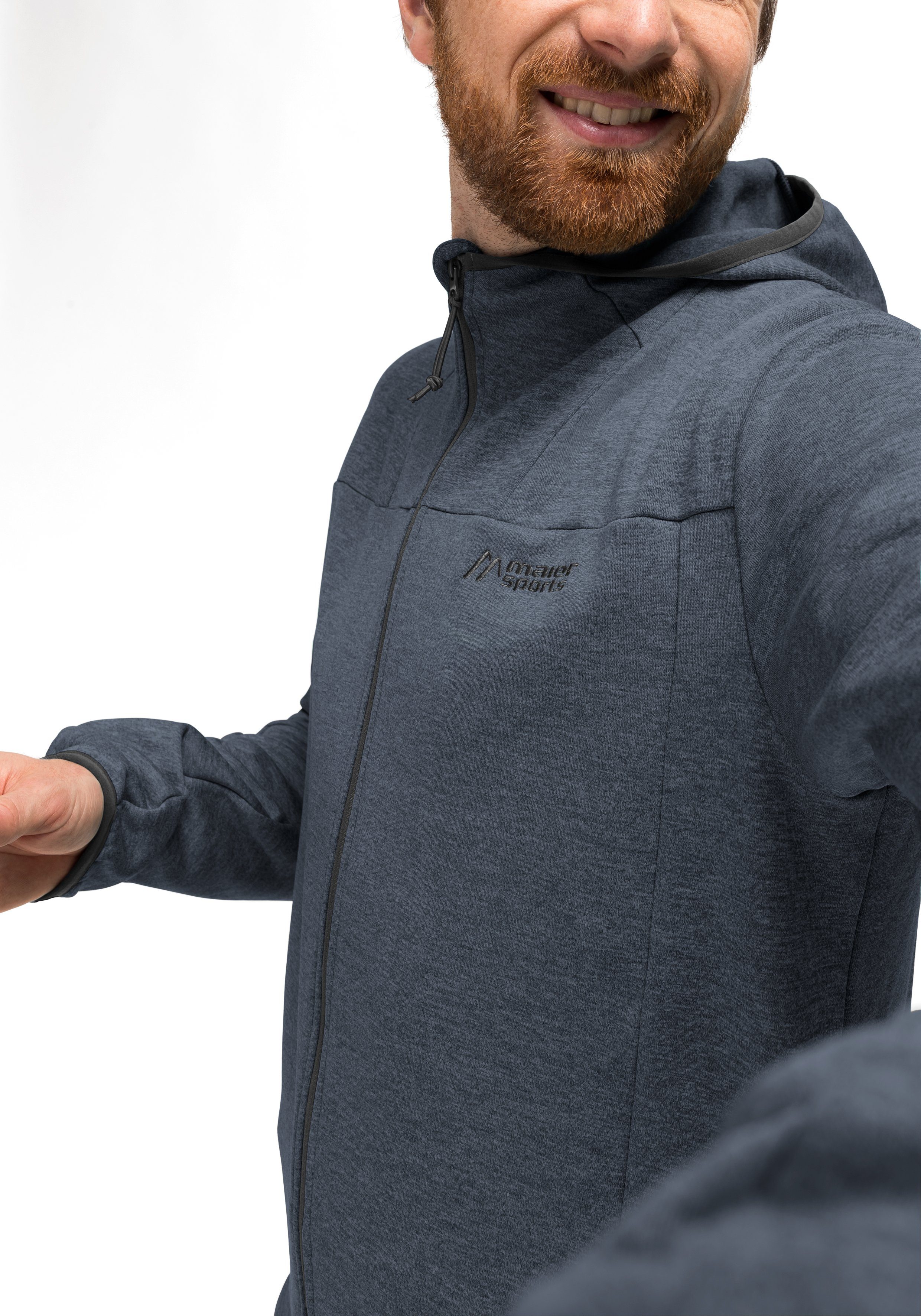 Maier Sports Fleecejacke Fave M Herren Fleece mit verstellbarer Kapuze, atmungsaktiver Zip-Hoodie