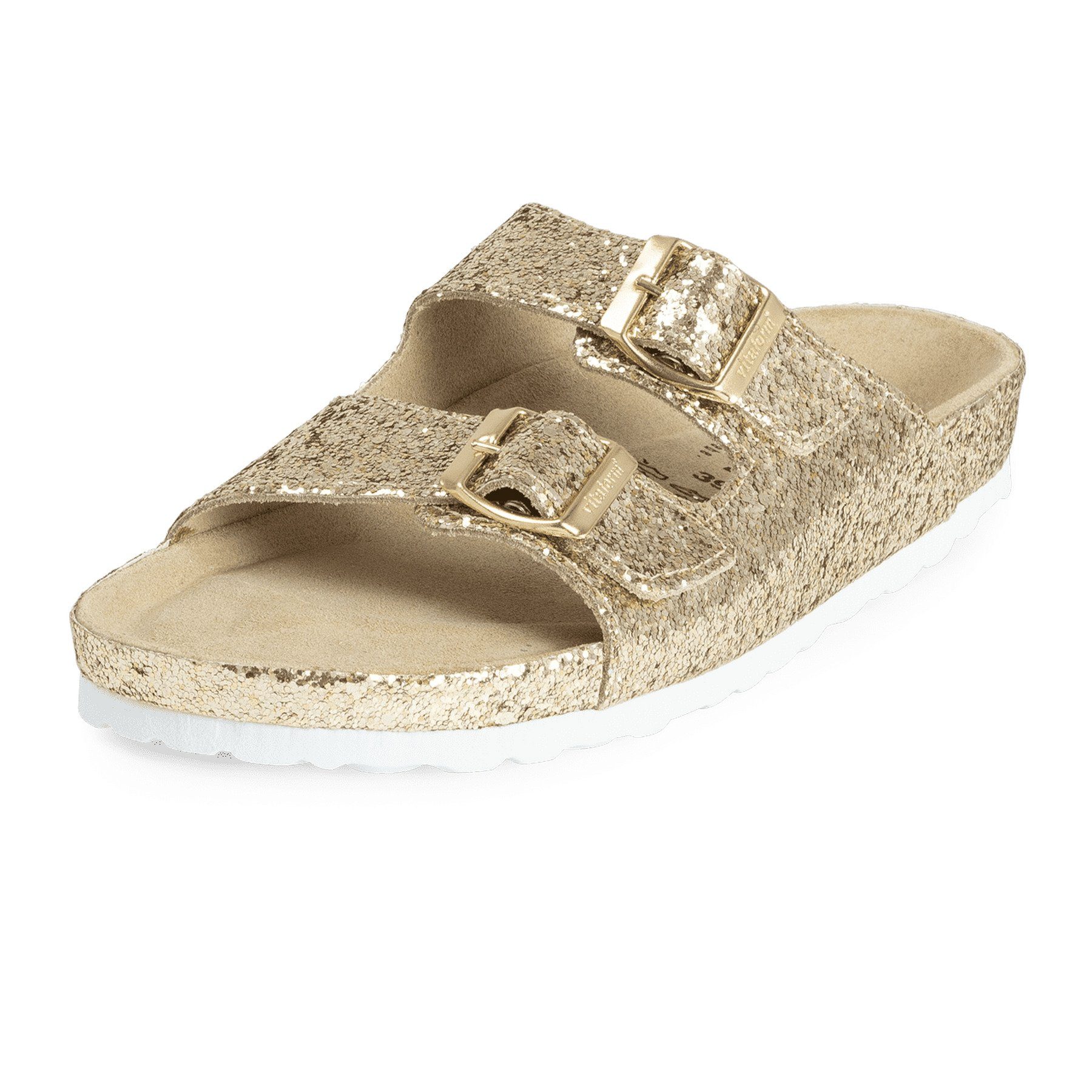 vitaform Damenschuhe Pantolette Pantolette Textil gold