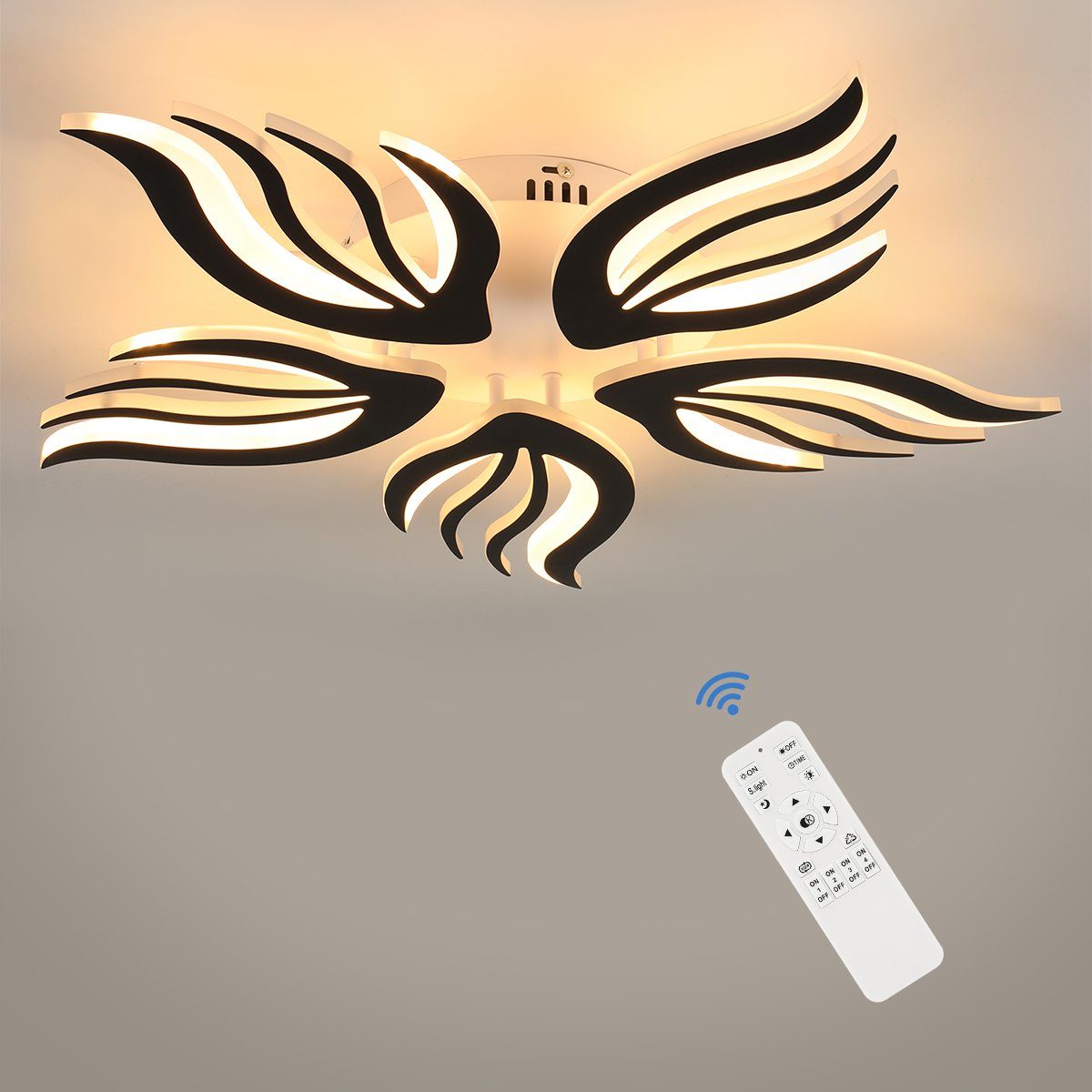 Dimmbar Design Kaltweiß/Naturweiß/Warmweiß, LED Metall Deckenlampe, LED Deckenleuchte mit LED LED in Acryl Deckenleuchte Fernbedienung, LED Wohnzimmer 30W LETGOSPT Blumenförmiges Deckenleuchte fest integriert, aus Moderne