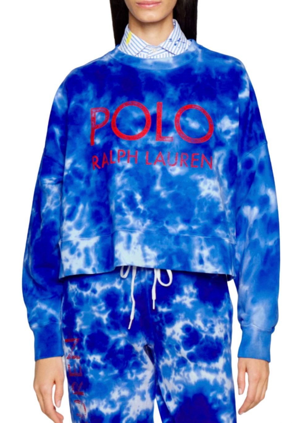 Polo Ralph Lauren Sweatshirt Sweater French Terry Cropped Batik Pullover So günstig online kaufen