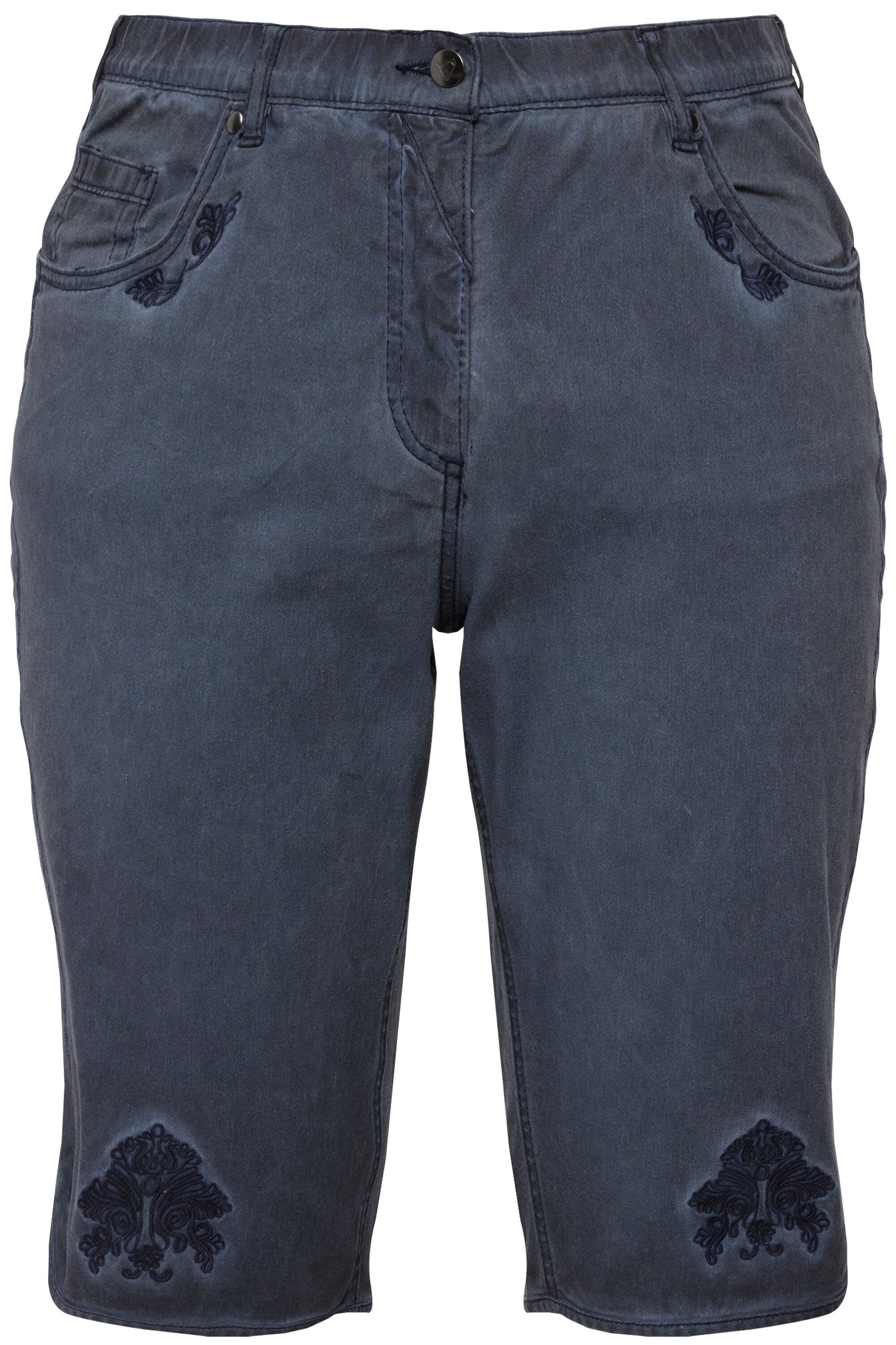 Ulla Popken Bermudas Trachten-Jeansbermuda Mandy Used-Look Stickerei