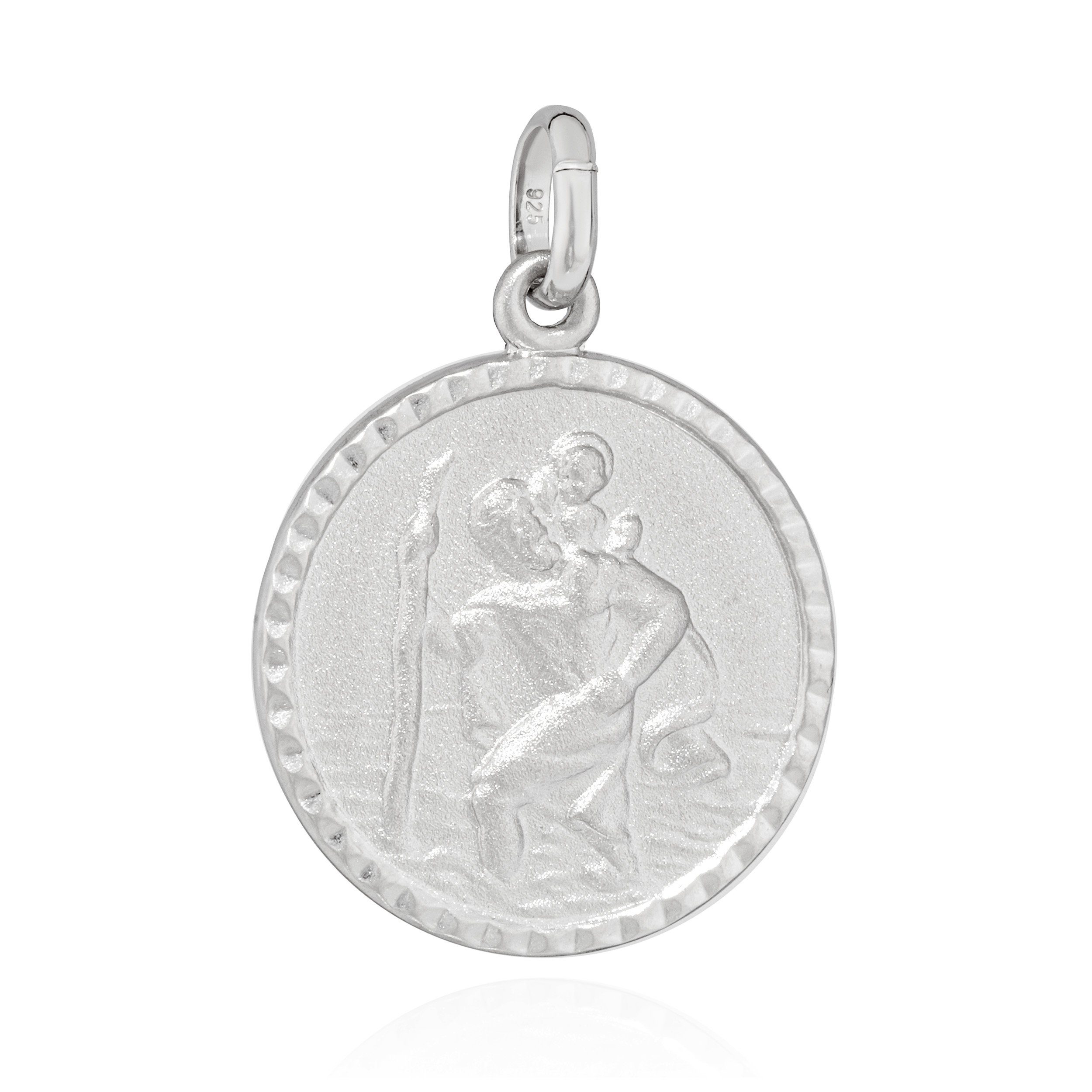 NKlaus Kettenanhänger Kettenanhäger Christophorus 925 Silber teilmatt 16mm Amulett Talisman