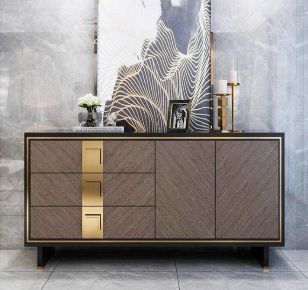 JVmoebel Sideboard Grau Sideboard Kommode Holz Modern Design Luxus Wohnzimmer (1 St., Sideboard), Made in Europe