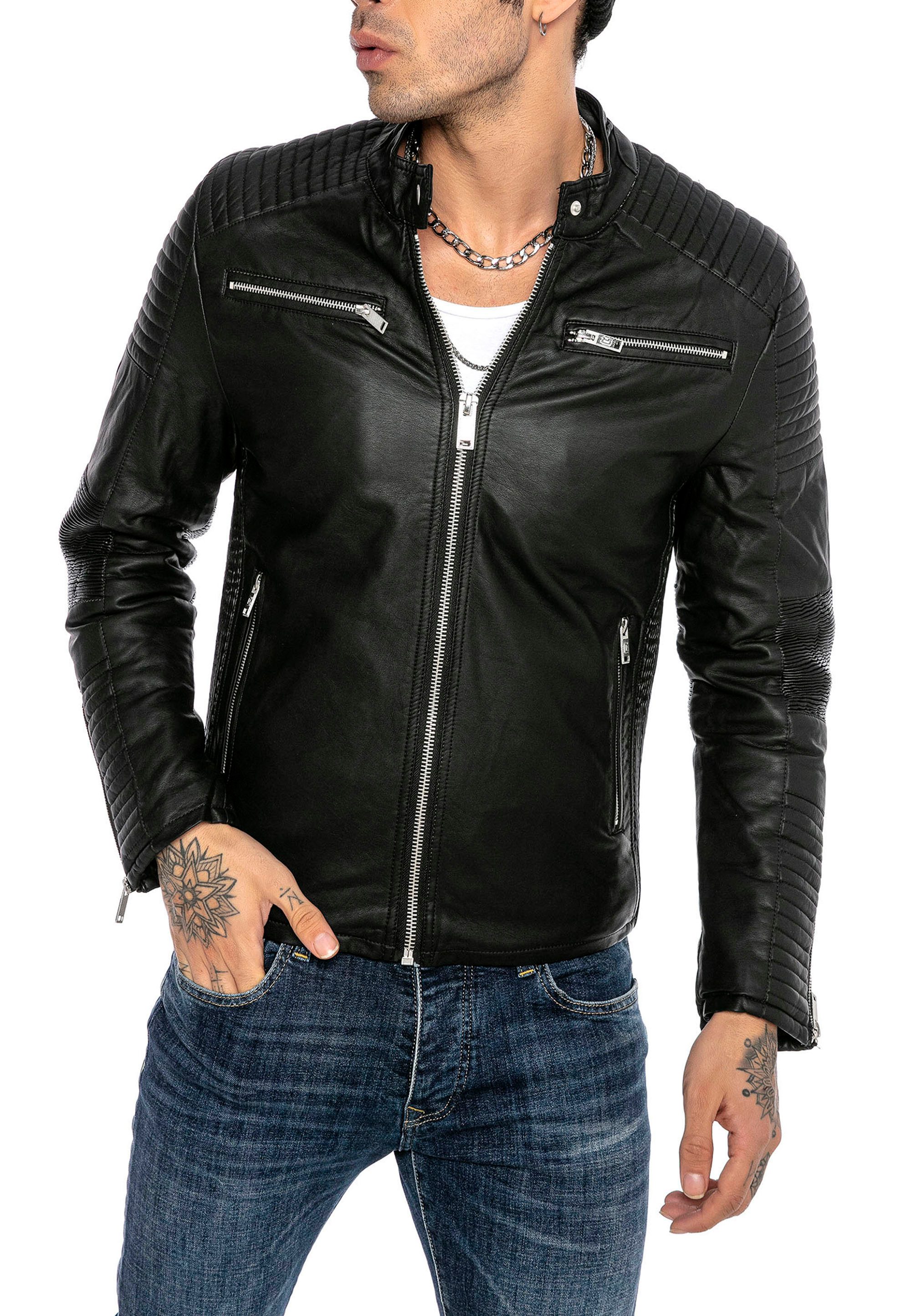 RedBridge Lederimitatjacke stilvoll im Biker-Look mit Reißverschluss und St günstig online kaufen