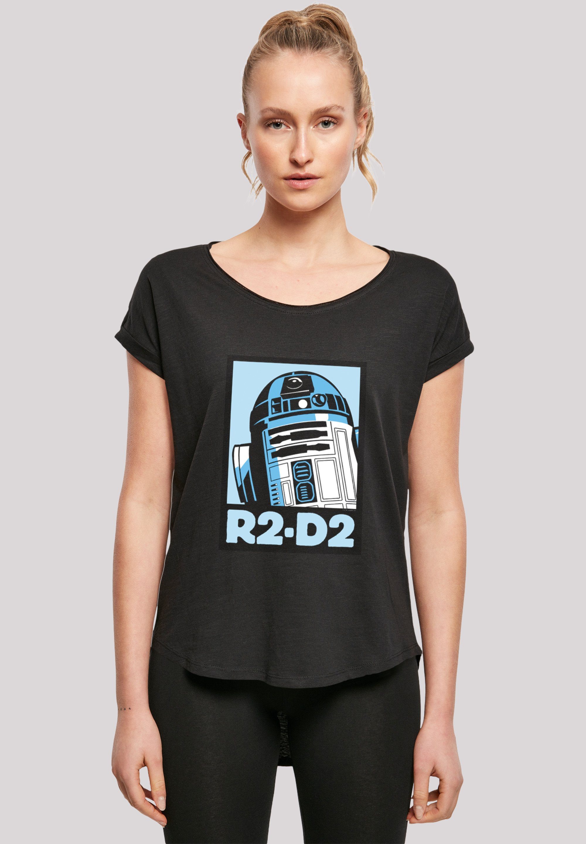 F4NT4STIC aus Slub (1-tlg), R2-D2 Damen Kurzarmshirt Tee Baumwollmischung Long angenehmer Star T-Shirt Stylisches with Wars Ladies Poster