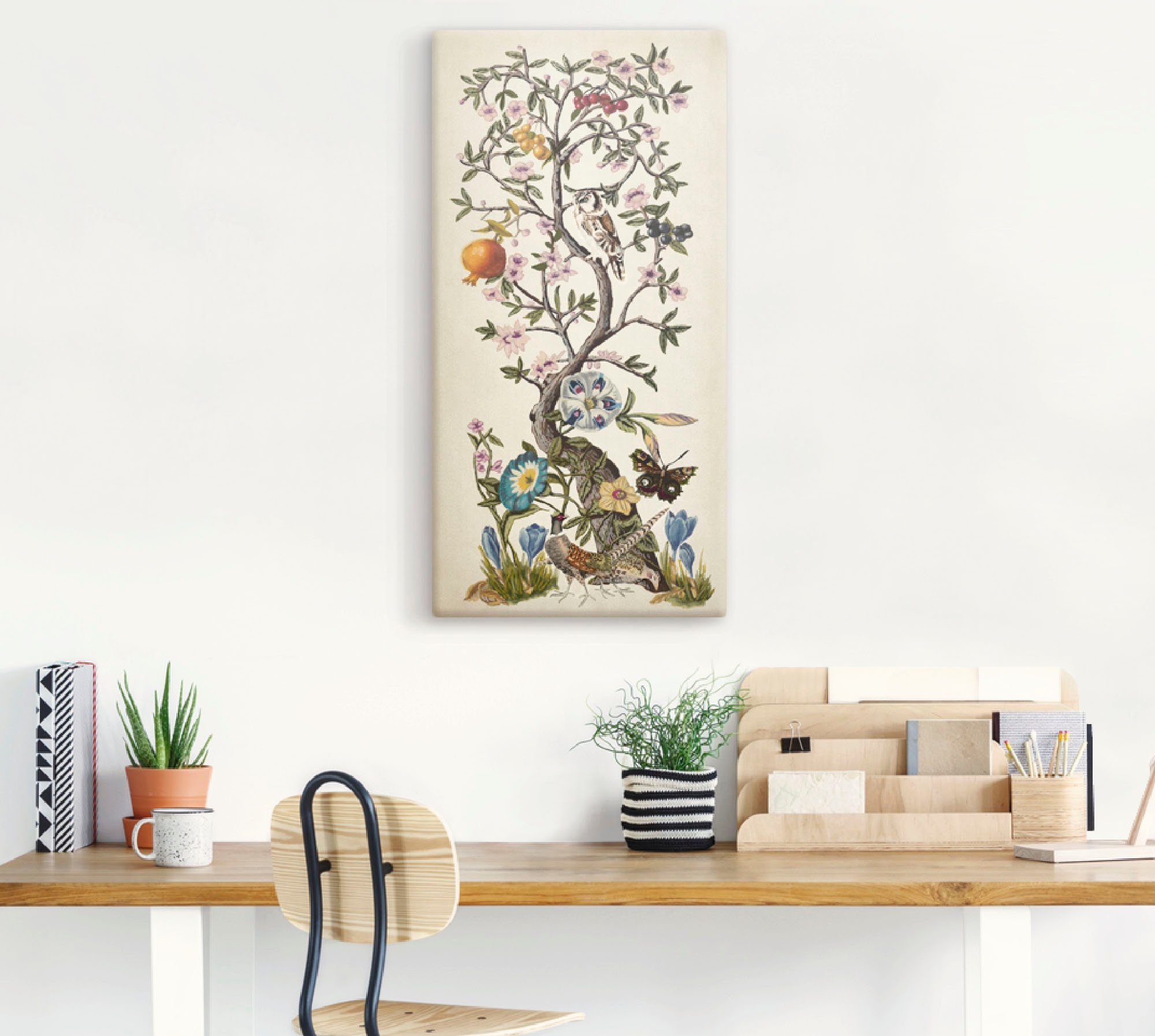 Artland Leinwandbild Chinoiserie Natur I, Pflanzen (1 St), auf Holzrahmen gespannt