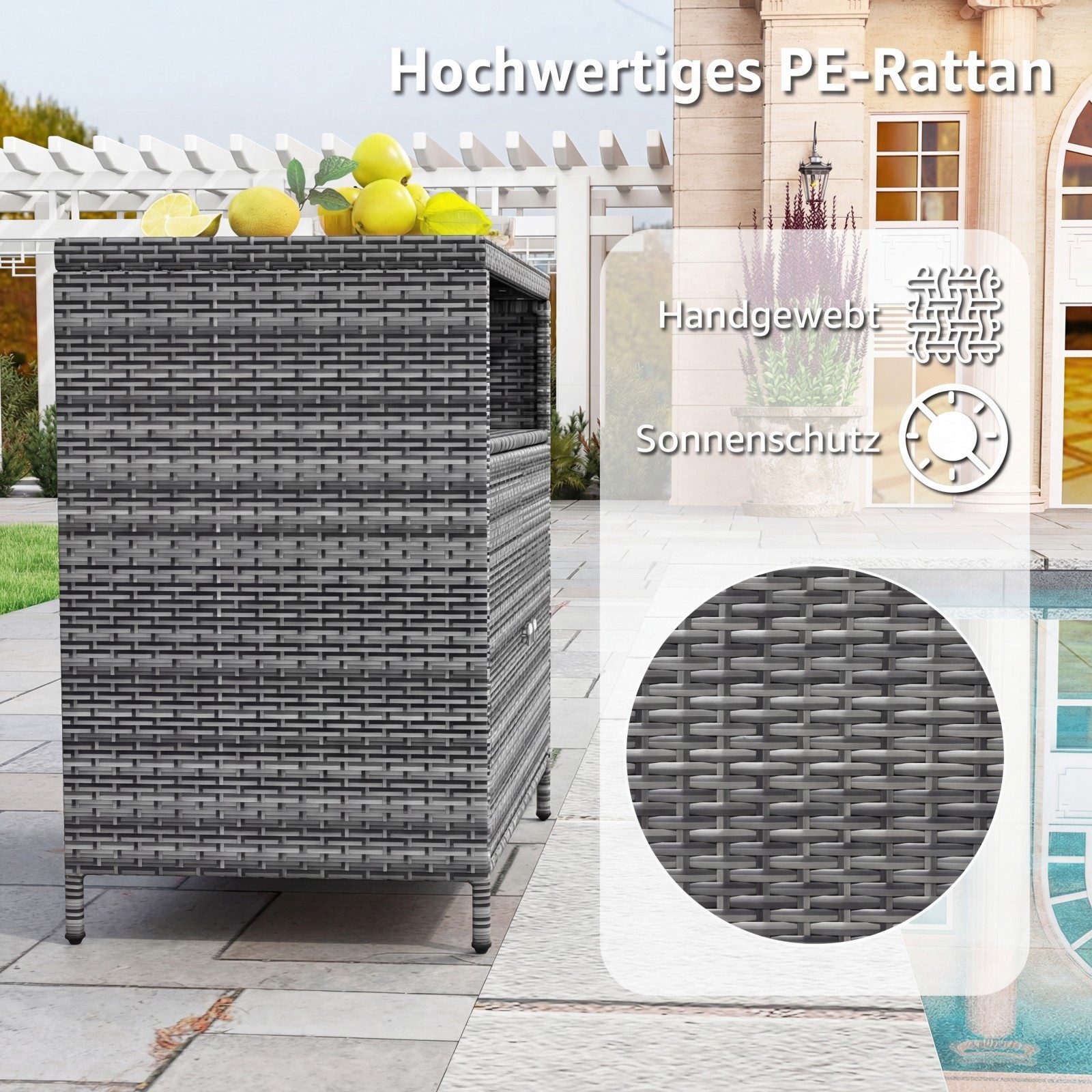 KOMFOTTEU Garten-Geräteschrank, Aufbewahrungsschrank mit Doppeltür, 90x53x86cm