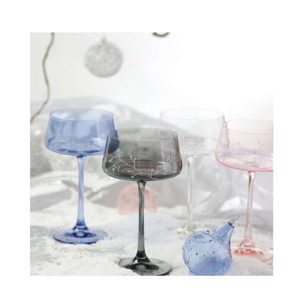 Crystalex Sektglas Sektschale Kristallglas Frozen 2 x 220 ml klar, rosé oder blau, Kristallglas, Kristallglas, Gravur