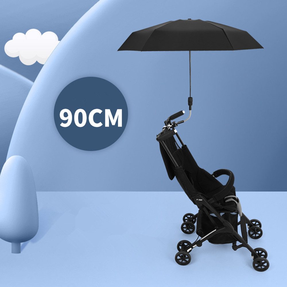 XDeer Partnerschirm Sonnenschirm Kinderwagen,Freie Lenkung Einstellbar Abnehmbar, Universeller Klemme,uv schutz UPF,Regenfest,90cm,Mit Schirmständer