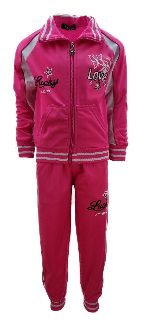 Hessis Jogginganzug Süßer Pink Jogginghose (Set, bestehend MF30 Jacke mit aus Trainingsanzug, und Jogginghose), Mädchen Jacke