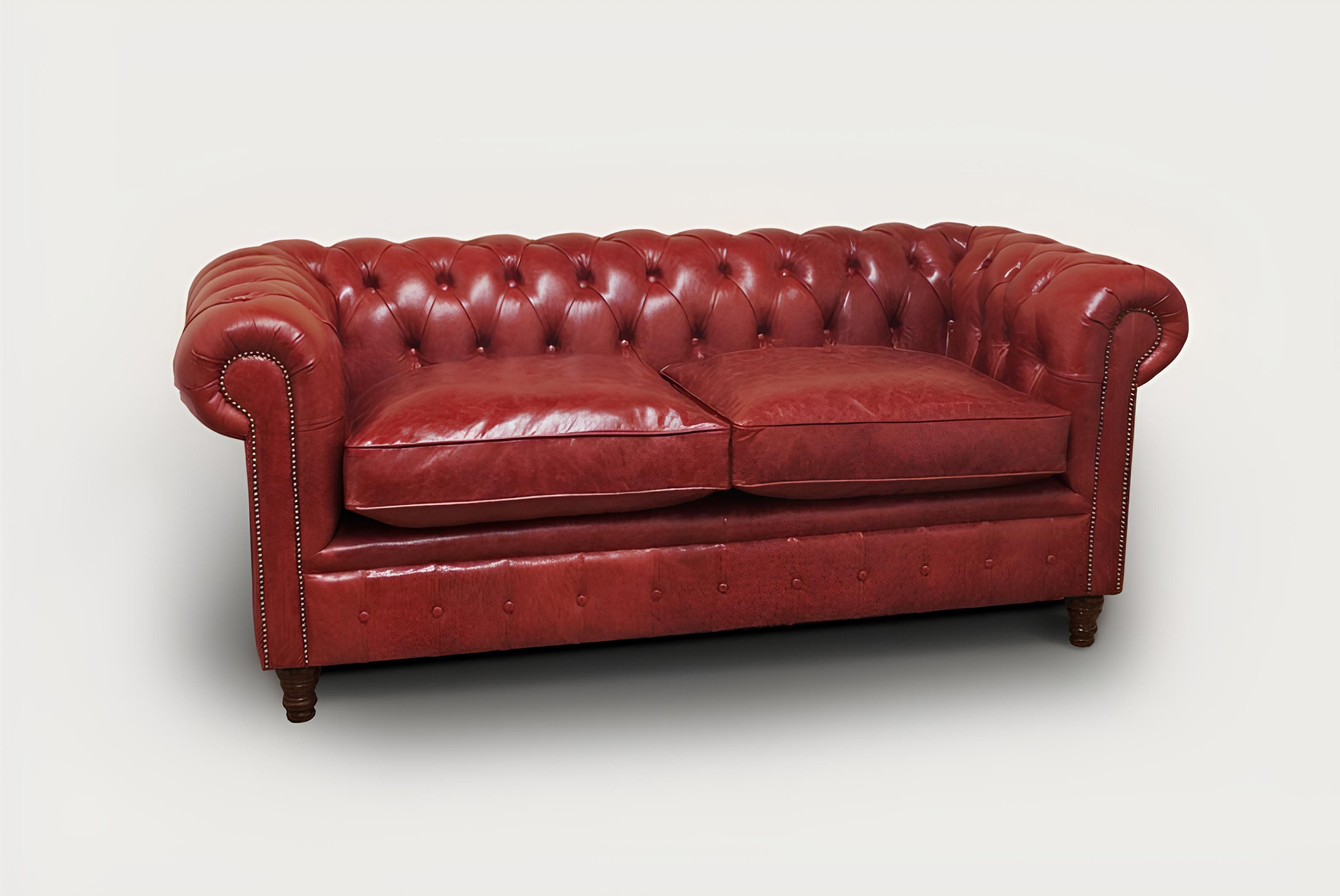 2-Sitzer Luxus 2 Sitzer Couch Polster Sofa Leder Stoff Couchen Chesterfield