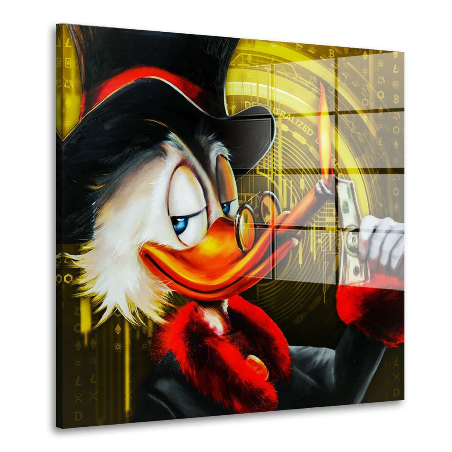 Acrylglasbild Kunstwerk Rich Duck Pop Art Acrylglas Wandbild Bild Wanddeko Wohnzimme