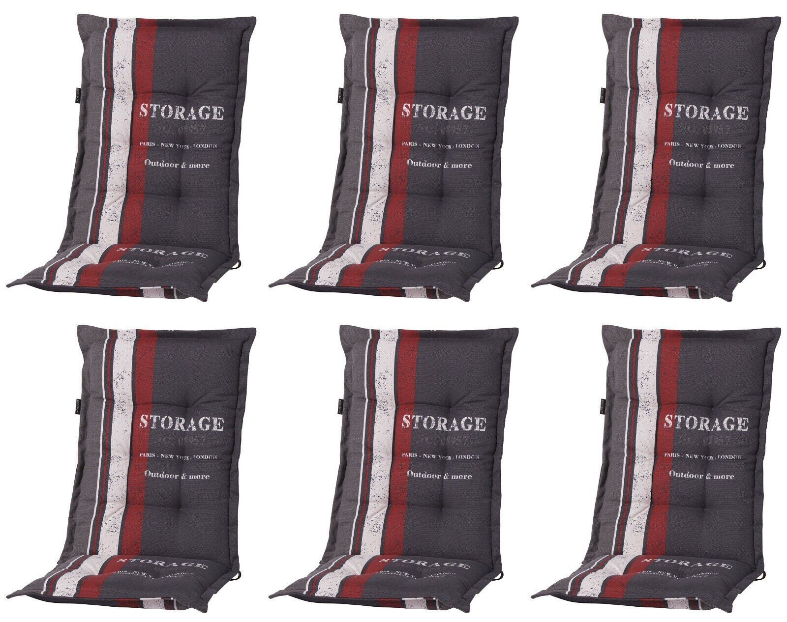 Madison Hochlehnerauflage G 148 6er Set Gartenstuhl Auflagen Kissen Polster günstig online kaufen