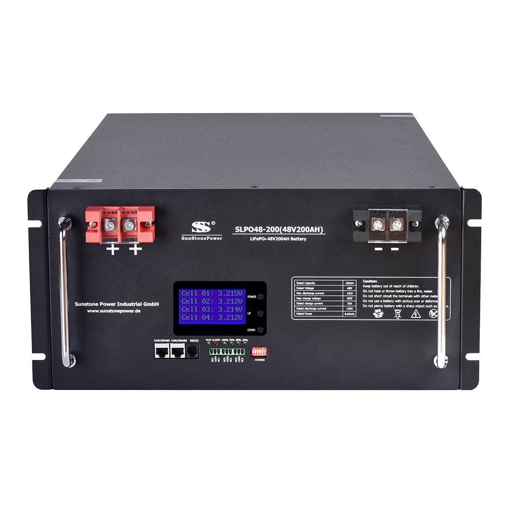 Sunstone Power 9,6 kWh Lithium Akkumulator 48V 200AH LiFePO4 Batteriespeicher Solar Akku 200000 mAh (48 V)