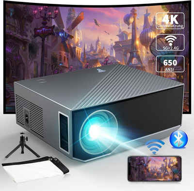 Wielio Mini Tragbarer Beamer Trapezkorrektur 4K 200 ANSI Smart Projektor WiFi Beamer (10000: 1, 1920 x 1080 px, 4k Heim Kino Full HD Smart Heimkino Bluetooth Tragbar Mobil Minibeamer)