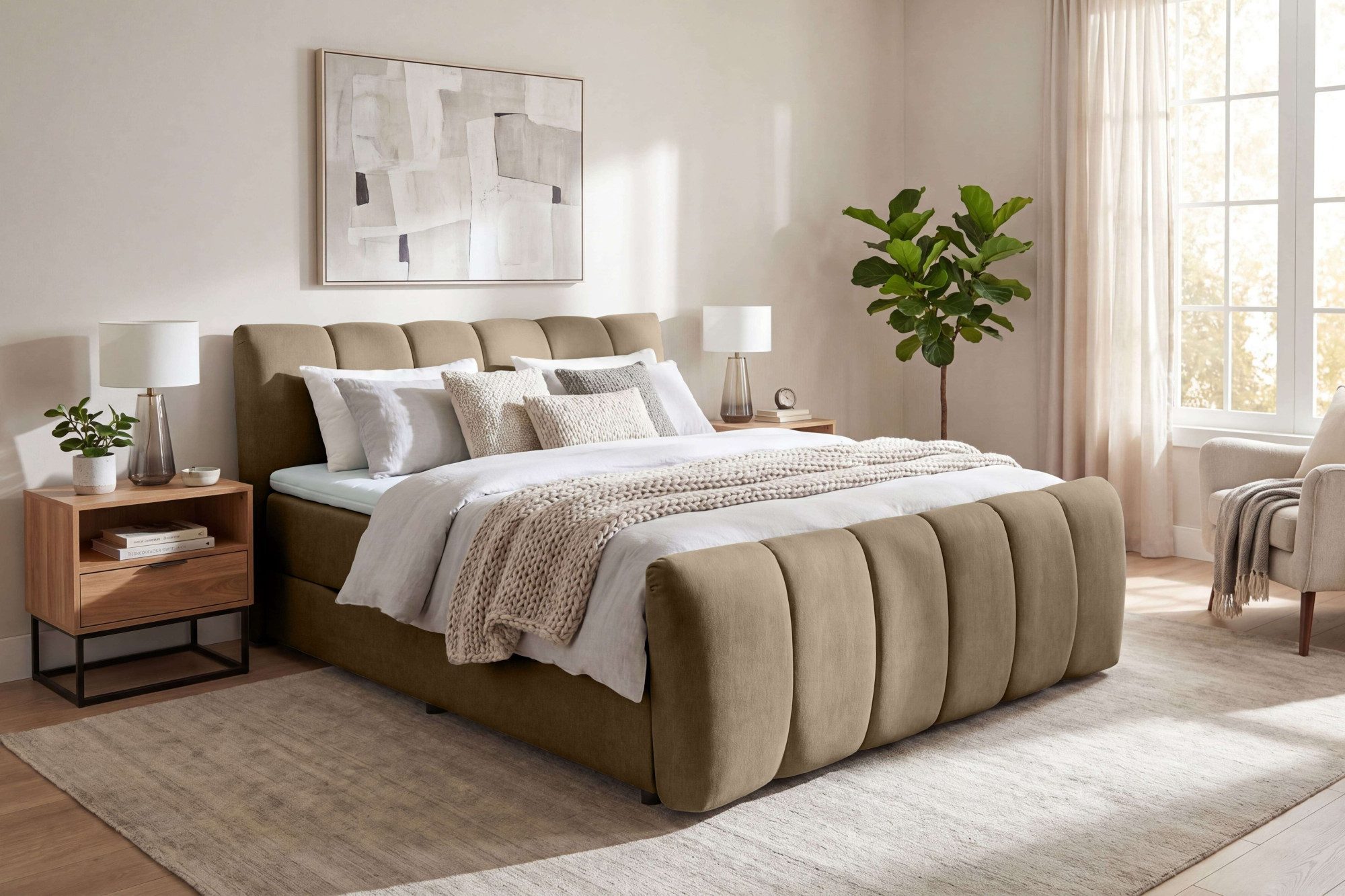 OTTO home Boxbett DORA, Doppelbett inkl. Bettkasten, Federkernbett, Breiten: 160, 180 cm, Boxbett: 5-Z-Taschenfederkern im Unterbau, Härtegrad 3, inkl. Topper