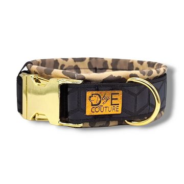 D by E Couture Hunde-Halsband "Golden Leopard II", reflektierend, gepolstert, verstellbar, 30mm breit, Handmade