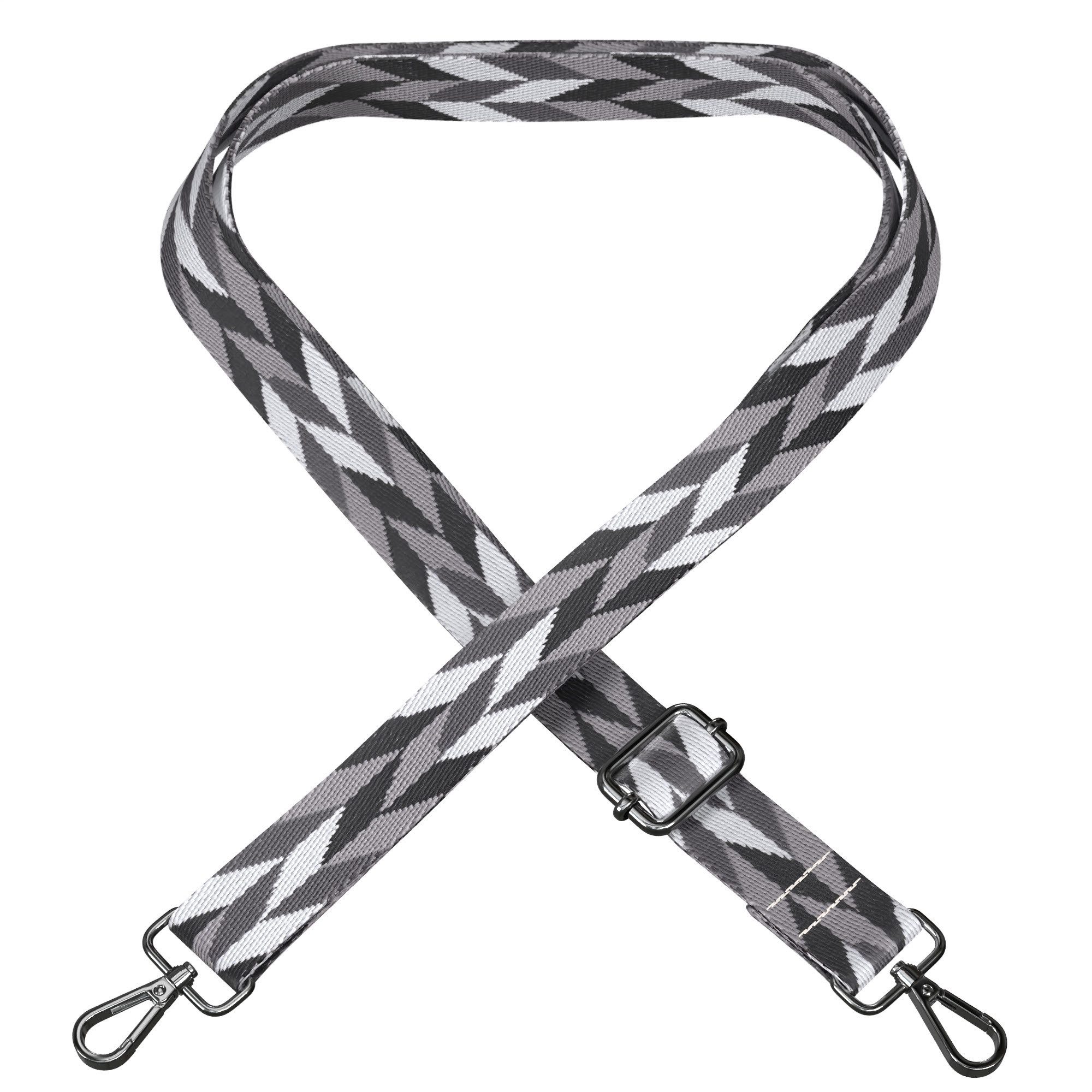 EAZY CASE Schulterriemen Ersatz Taschenriemen Boho Style Verstellbarer Mix Style Trageriemen für Gürteltaschen Grau Schwarz