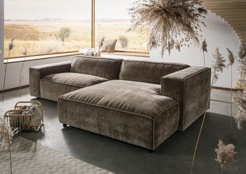 Massivmoebel24 Ecksofa 279x164x69 Cord taupe VALENCIA