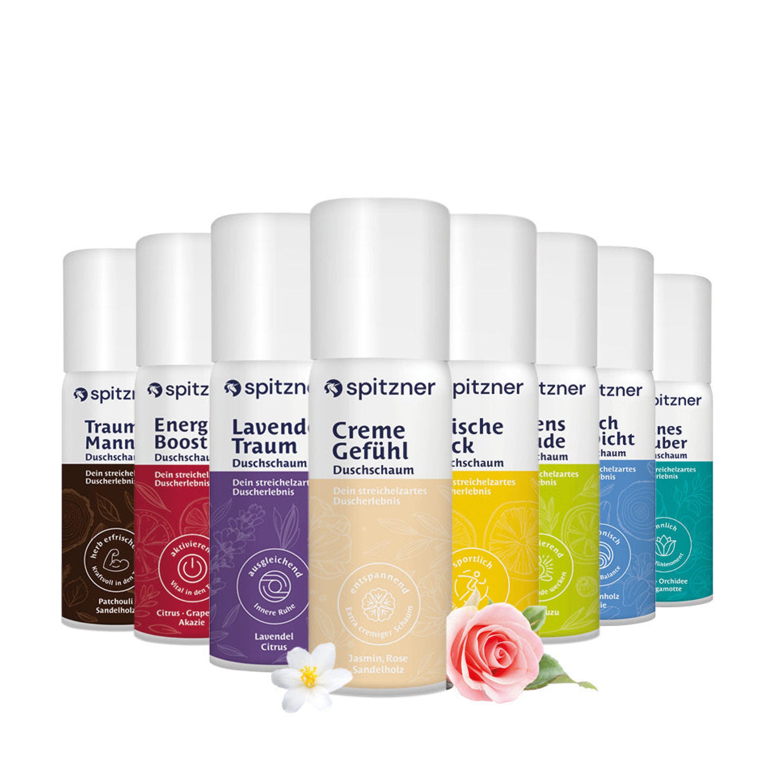 Spitzner Sauna-Aufgussset Spitzner Duschschaum Entdecker-Set klein 8x 50 ml Wellness-Dusche