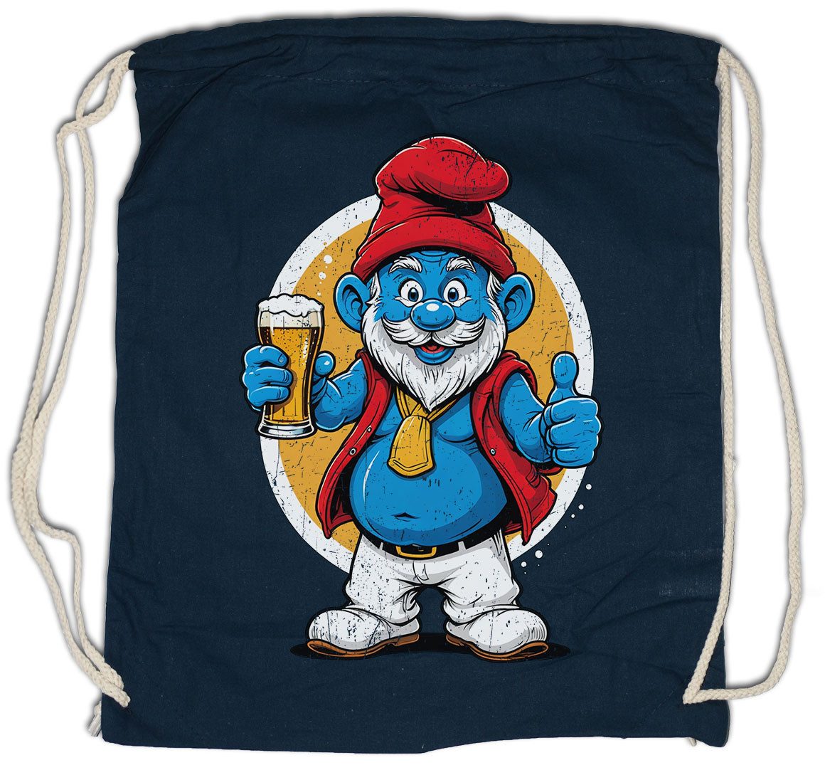 Urban Backwoods Turnbeutel Drunken Papa Turnbeutel Bier Smurf Karneval Schlumpf Beer Fasching Fun (1-tlg), Vater Daddy Geschenk Vatertag