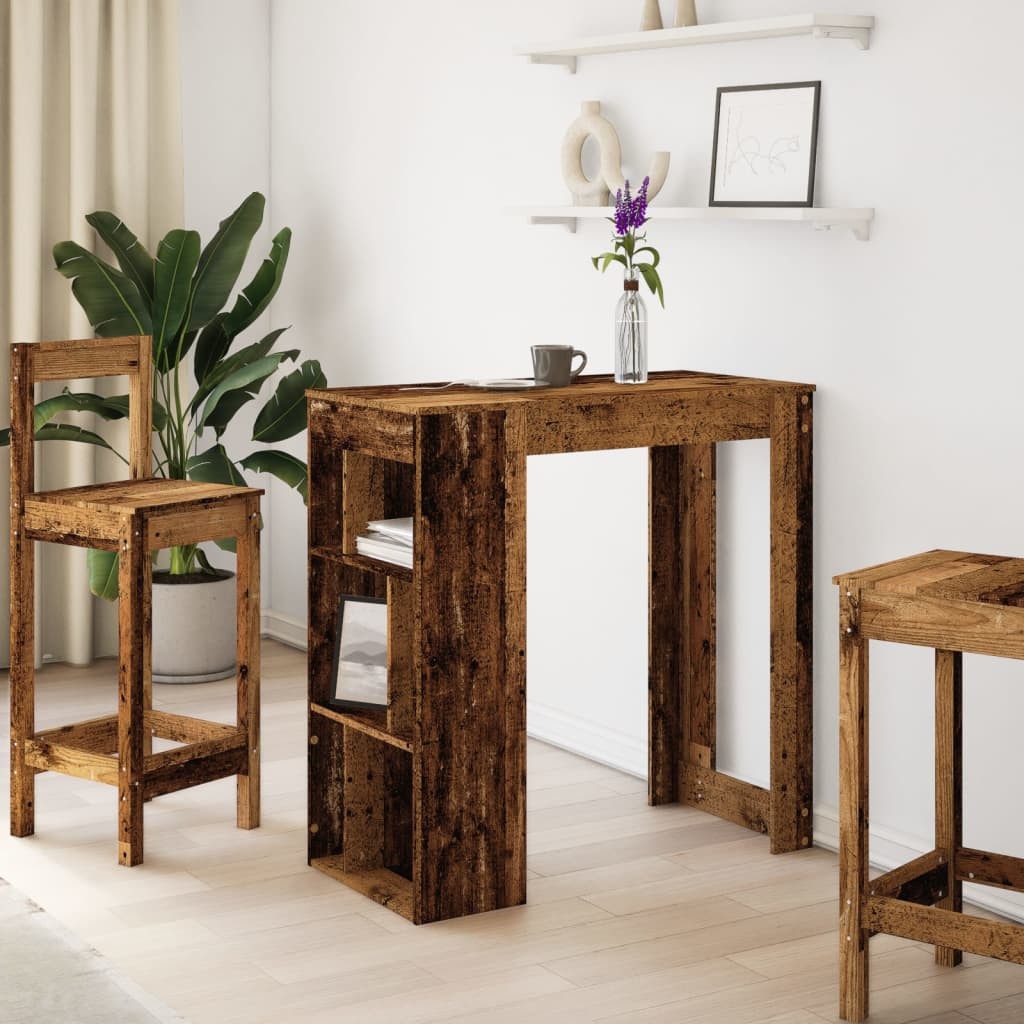 vidaXL Esstisch Bartisch mit Regal Altholz-Optik günstig online kaufen