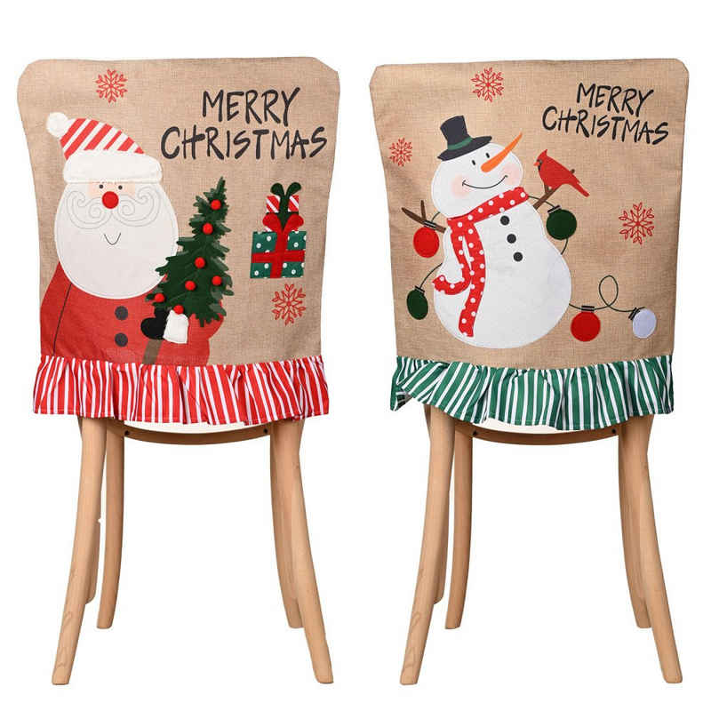 Stuhlbezug »2 x weihnachtlich gestreifte Stuhlhussen aus Leinen«, FeelGlad