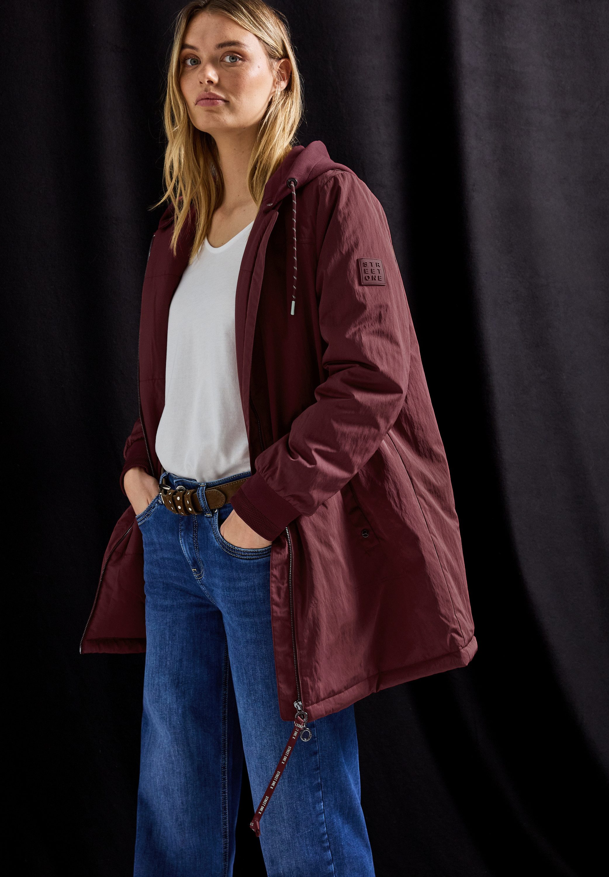 STREET ONE Blouson lang, mit abnehmbarer Kapuze mit Tunnelzug günstig online kaufen