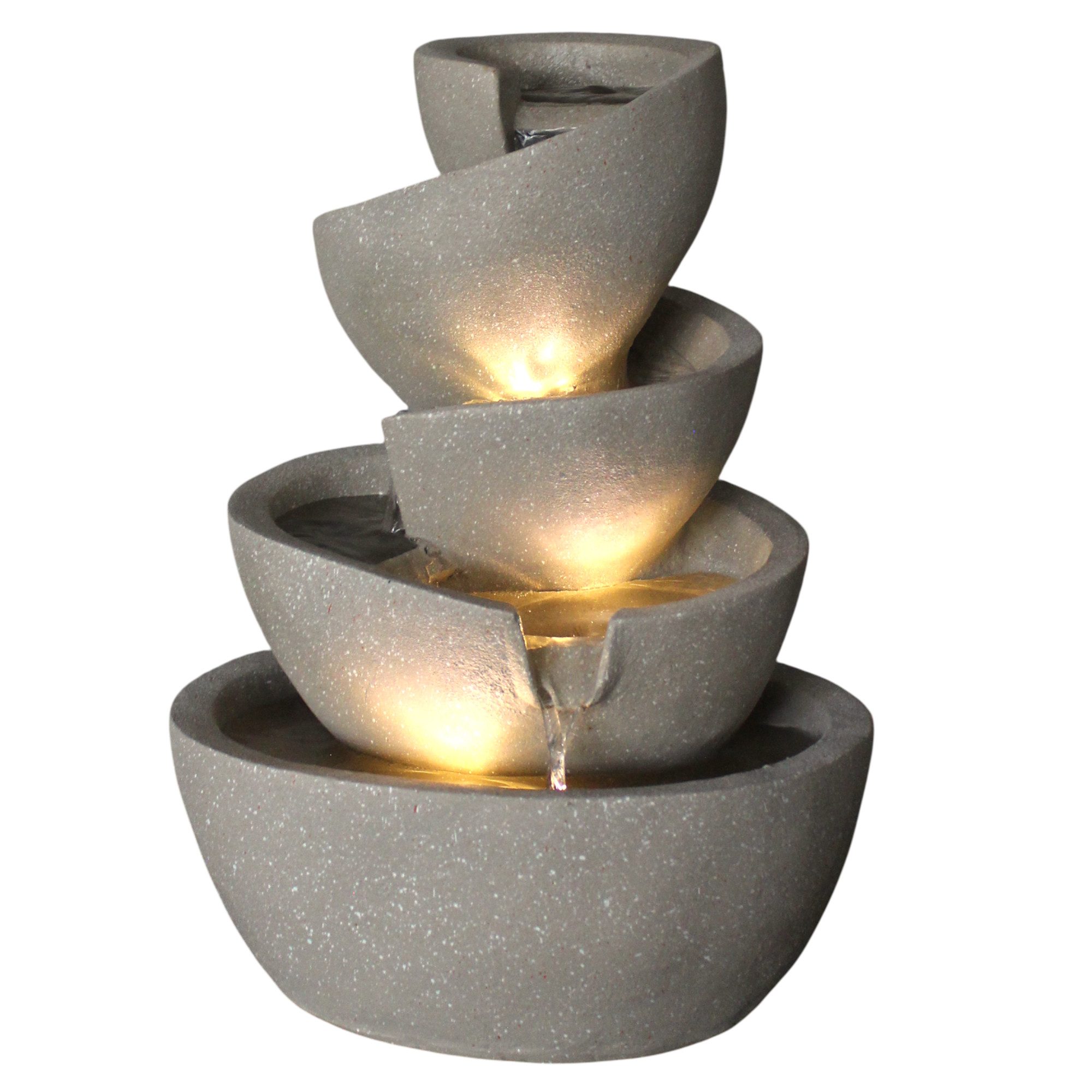 Arnusa Фонтан комнаты Springbrunnen mit LED Beleuchtung Gartenbrunnen stilvoll Dekoration, Wohnzimmerdeko Wasserspiel warmweiß