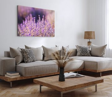 Sinus Art Leinwandbild 120x80cm Wandbild auf Leinwand Lavendel Lila Blumen Sommer Wildblumen, (1 St)