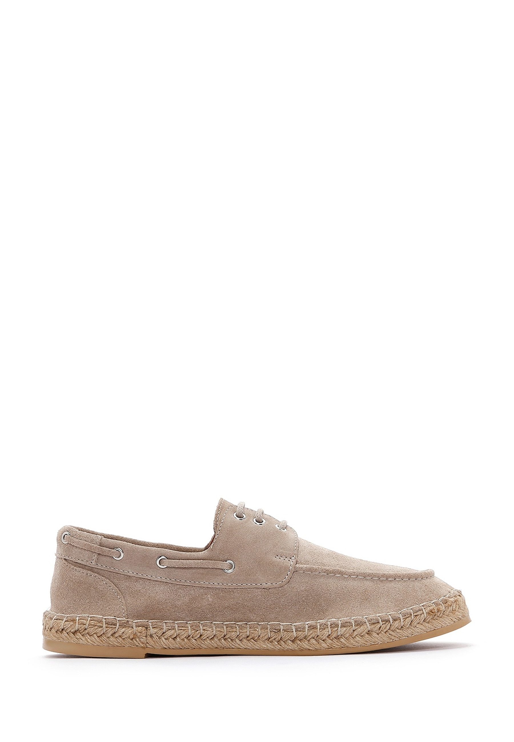Derimod Espadrilles aus Veloursleder Espadrille Wildleder, Lederfutter, Schnürverschluss, Geflochtenes Detail
