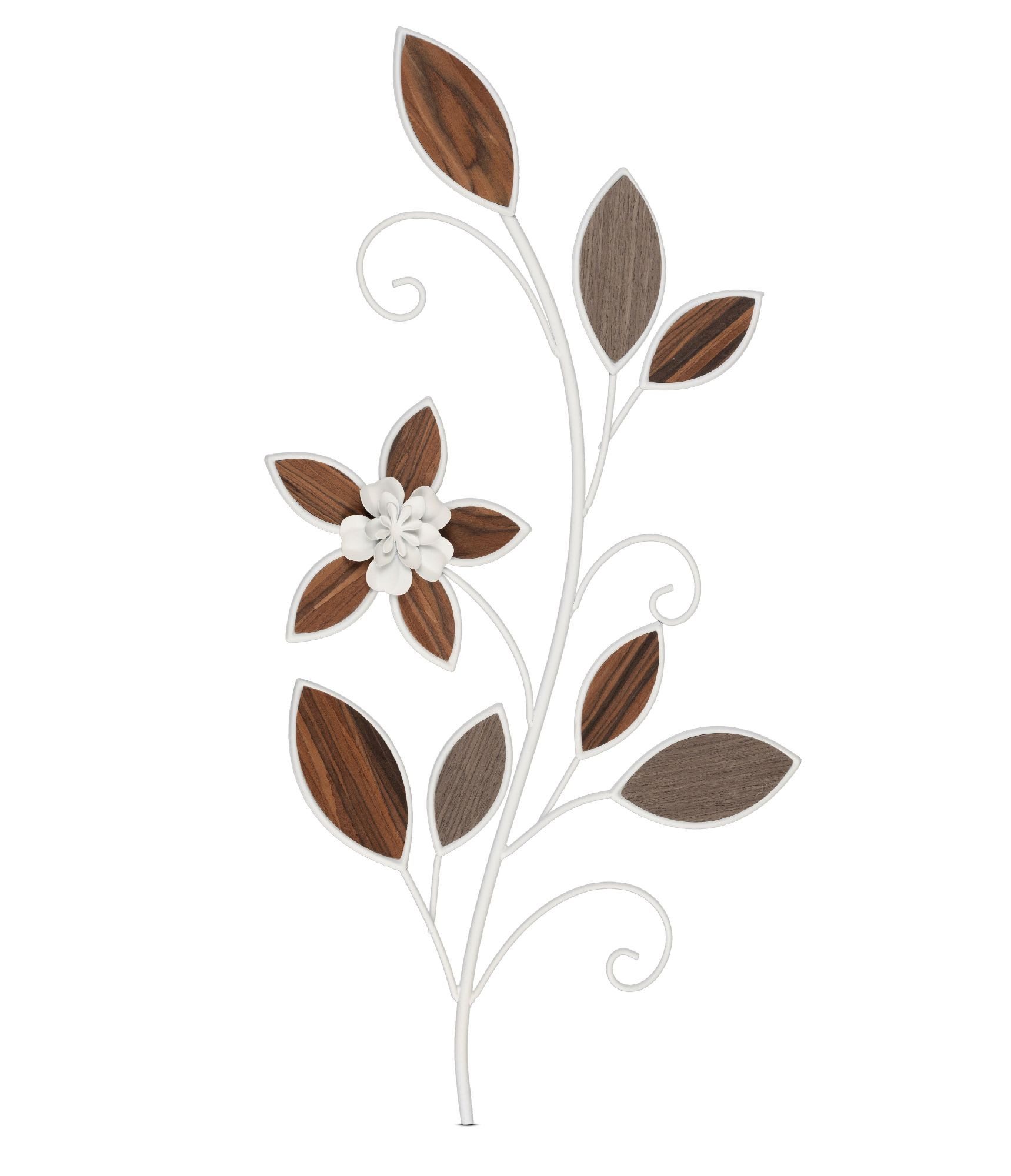 formano Wandbild RELIEF, Blumenranke, mit Holzelementen, Weiß, Blumenranke, H: 60cm