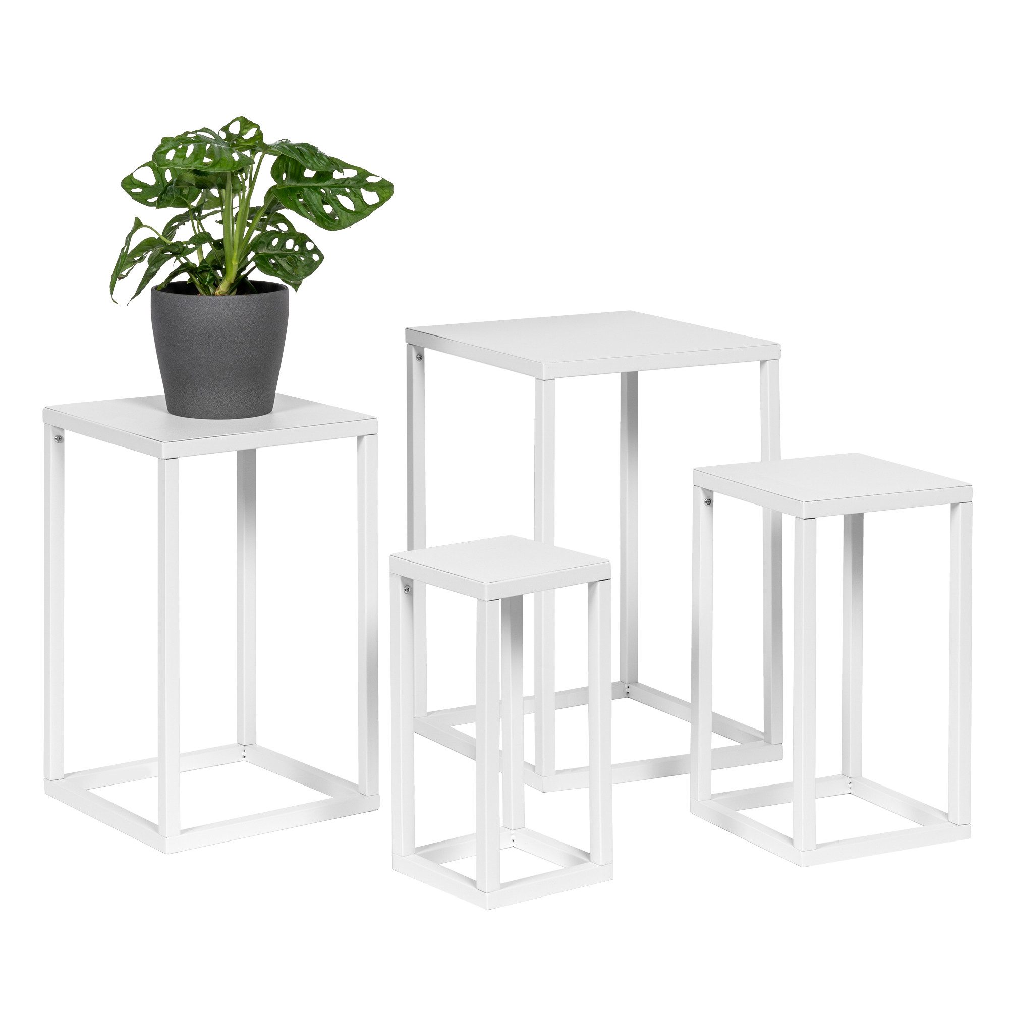 bremermann Blumenhocker 4er-Set, Metall-Blumenständer, Blumensäule weiß günstig online kaufen