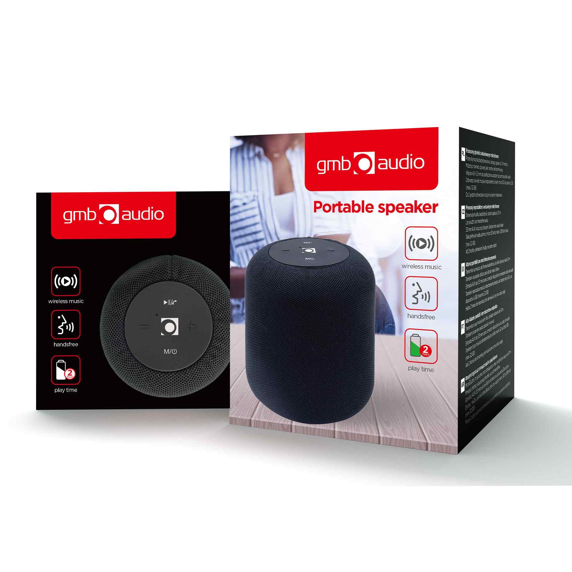 Gembird SPK-BT-15-BK Bluetooth-Lautsprecher (5 W, Design: Kompakt, tragbar)