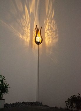 BOLTZE LED Solarleuchte, LED-Leuchtmittel fest verbaut, LED Solar Steck Leuchte Garten Pflanzen Stab Blumen-Design Edelrost