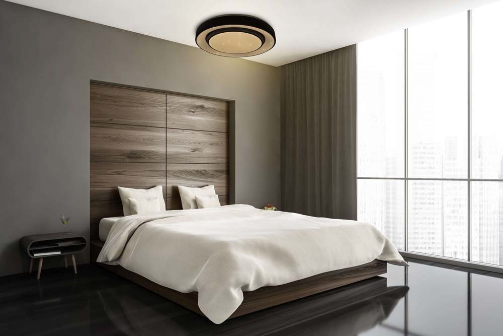 Fernbedienung Deckenleuchte, dimmbar Wohnzimmerleuchte Deckenleuchte schwarz näve Lampe LED