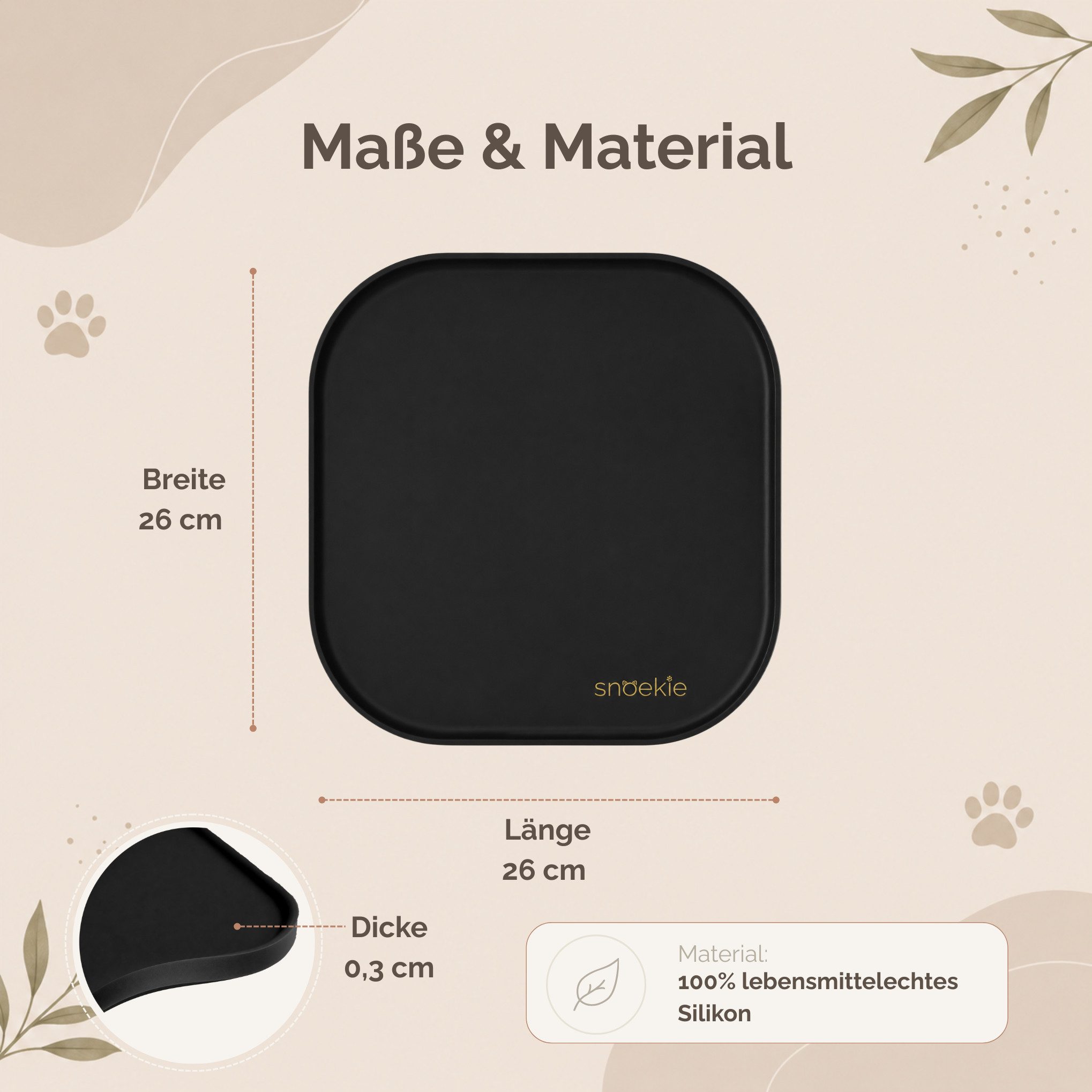 SNOEKIE Napfunterlage SNOEKIE Futtermatte Silikon für Hunde & Katzen 26 x 26 cm, 1-St.