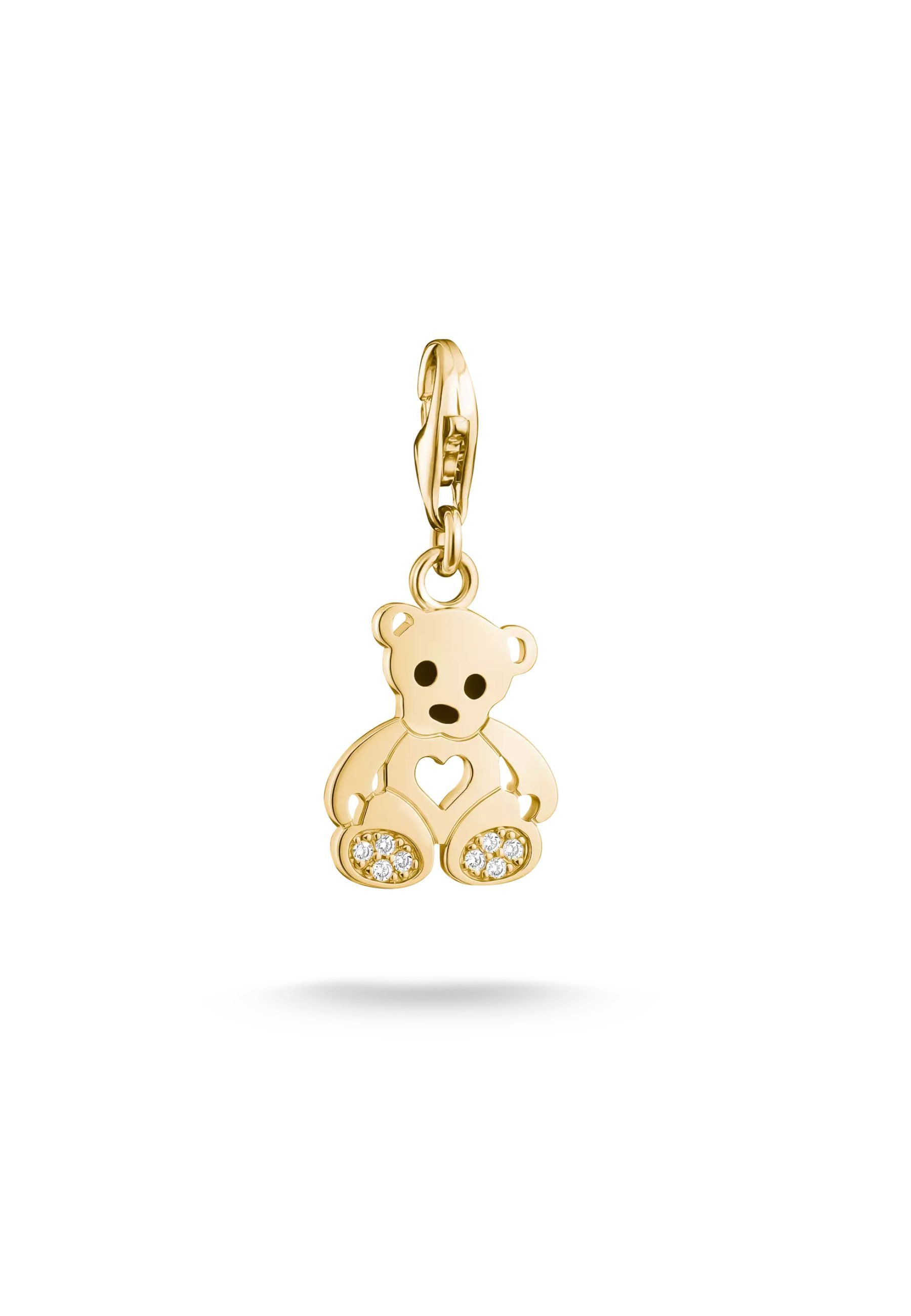 THOMAS SABO Kettenanhänger Vergoldeter Teddybär Charm-Anhänger mit Zirkonia (Set)